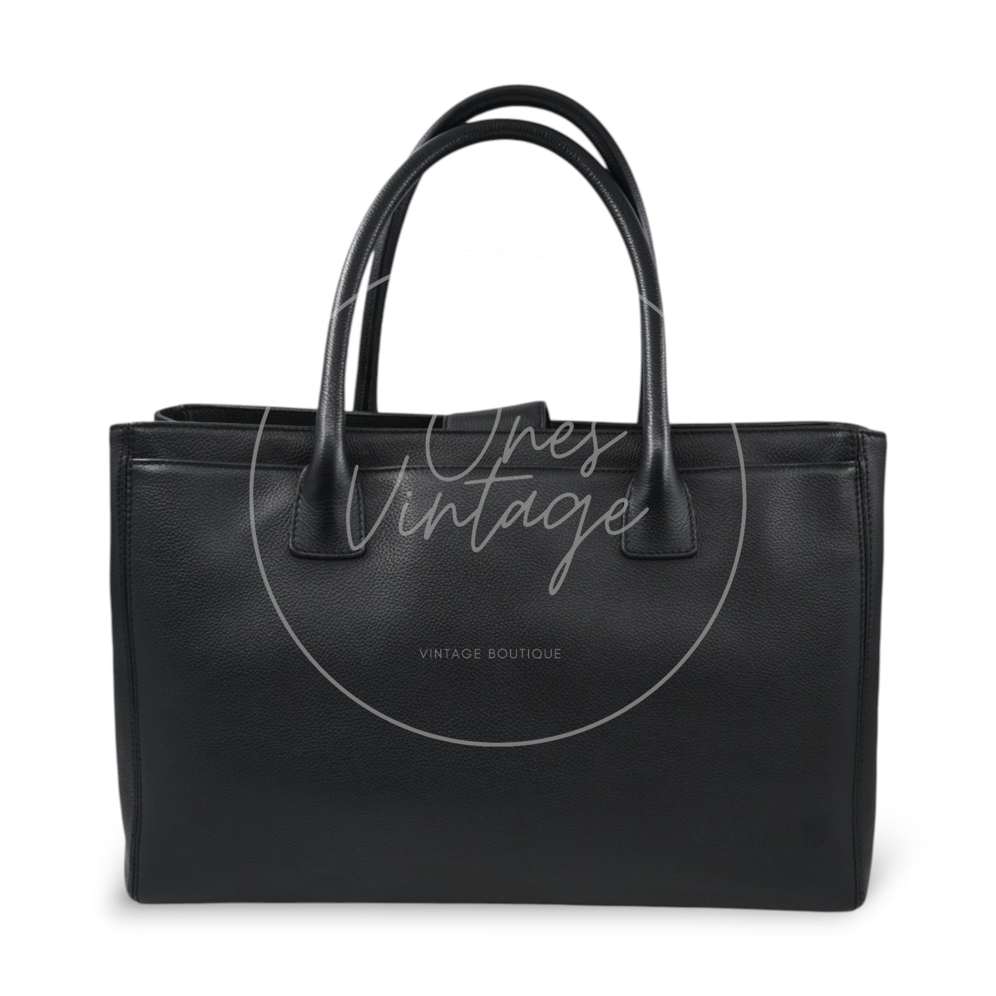 [Pre-owned] Chanel Cerf Small Black Calfskin Tote Bag GHW Series 16