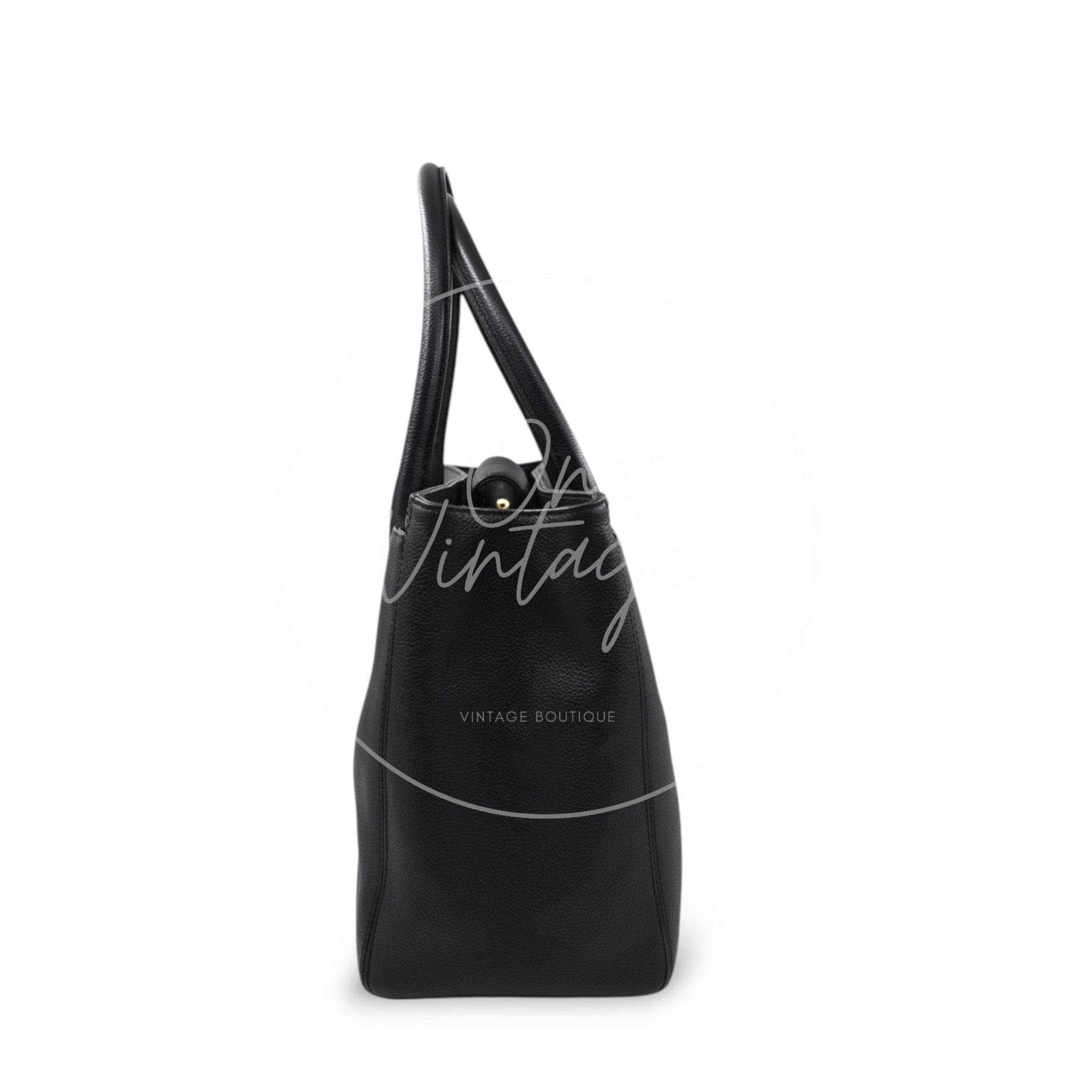 [Pre-owned] Chanel Cerf Small Black Calfskin Tote Bag GHW Series 16