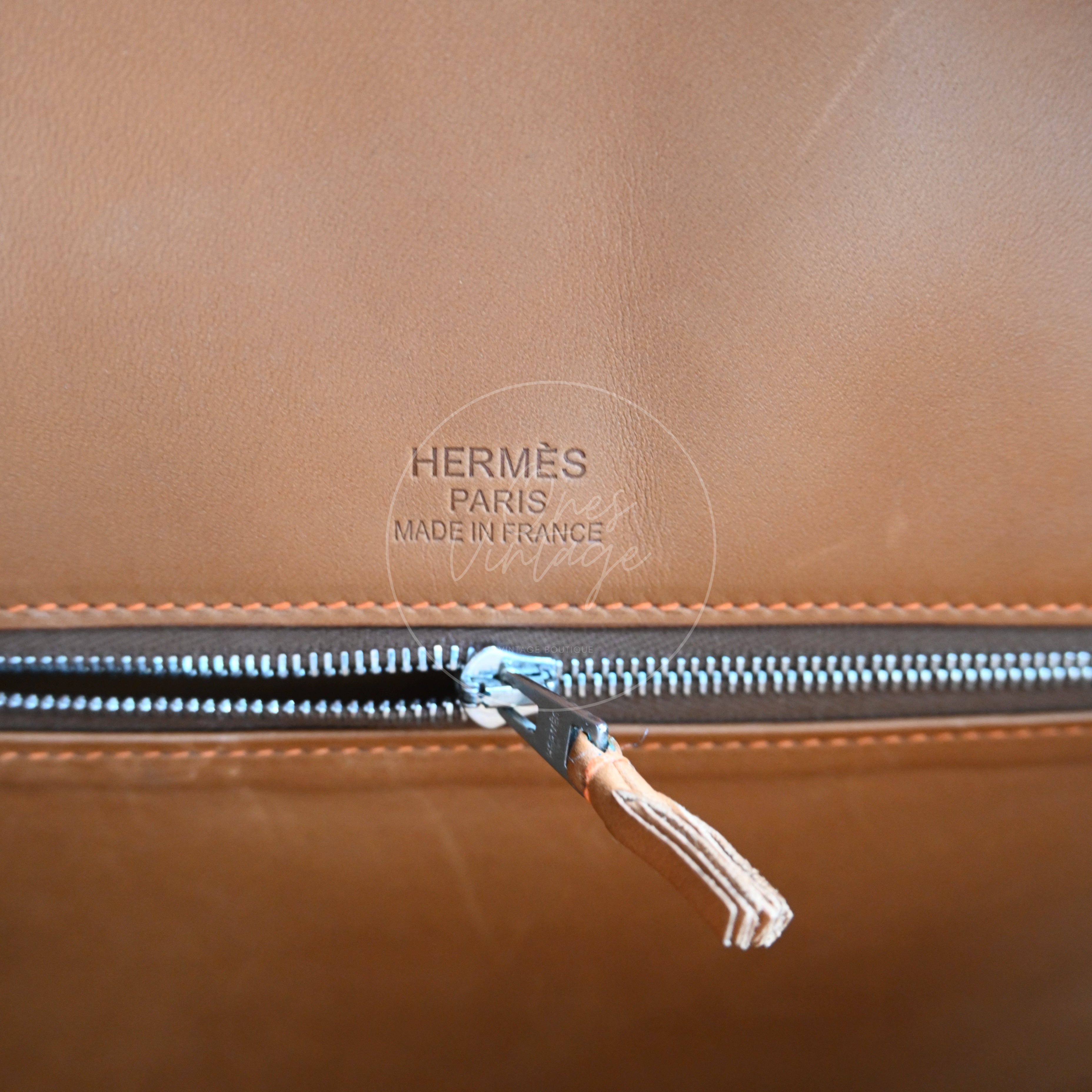 [Pre-owned] Hermes Birkin 35 Naturel Barenia and Ficelle Toile Ghillies PHW Stamp Square P
