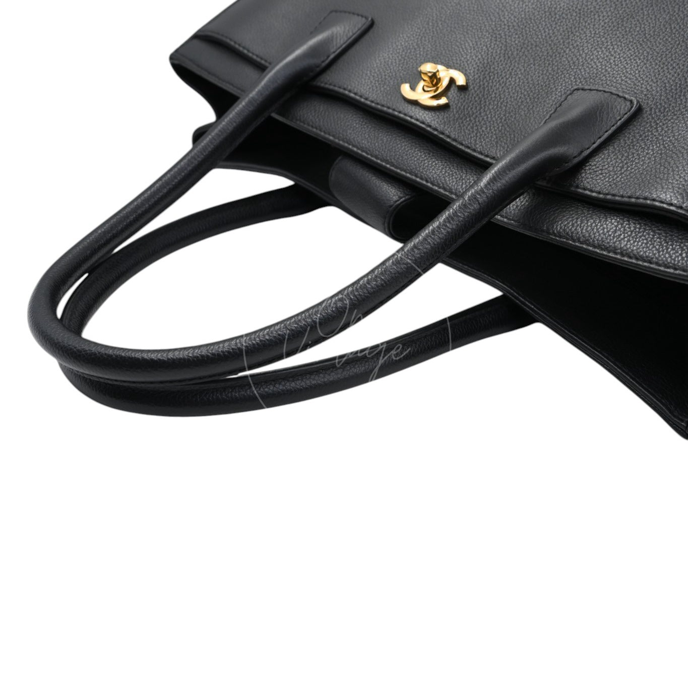 [Pre-owned] Chanel Cerf Small Black Calfskin Tote Bag GHW Series 16