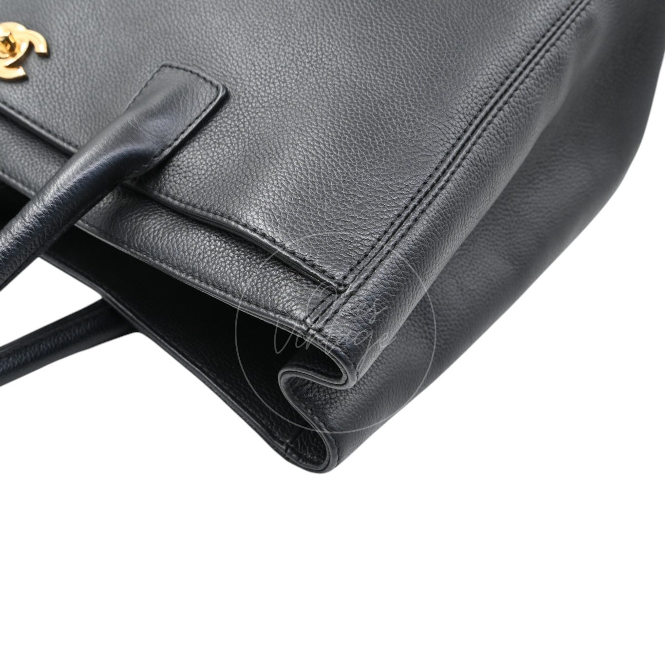 [Pre-owned] Chanel Cerf Small Black Calfskin Tote Bag GHW Series 16