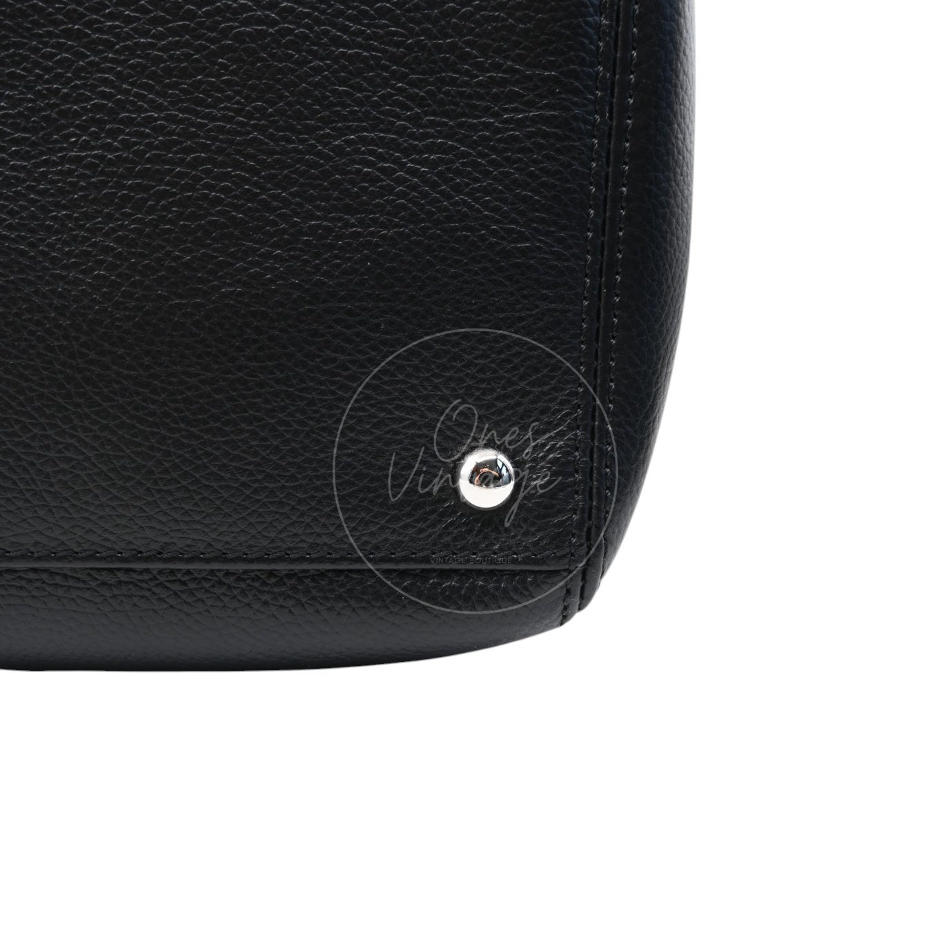 [Pre-owned] Chanel Cerf Small Black Calfskin Tote Bag Silver-tone Hardware Series 14