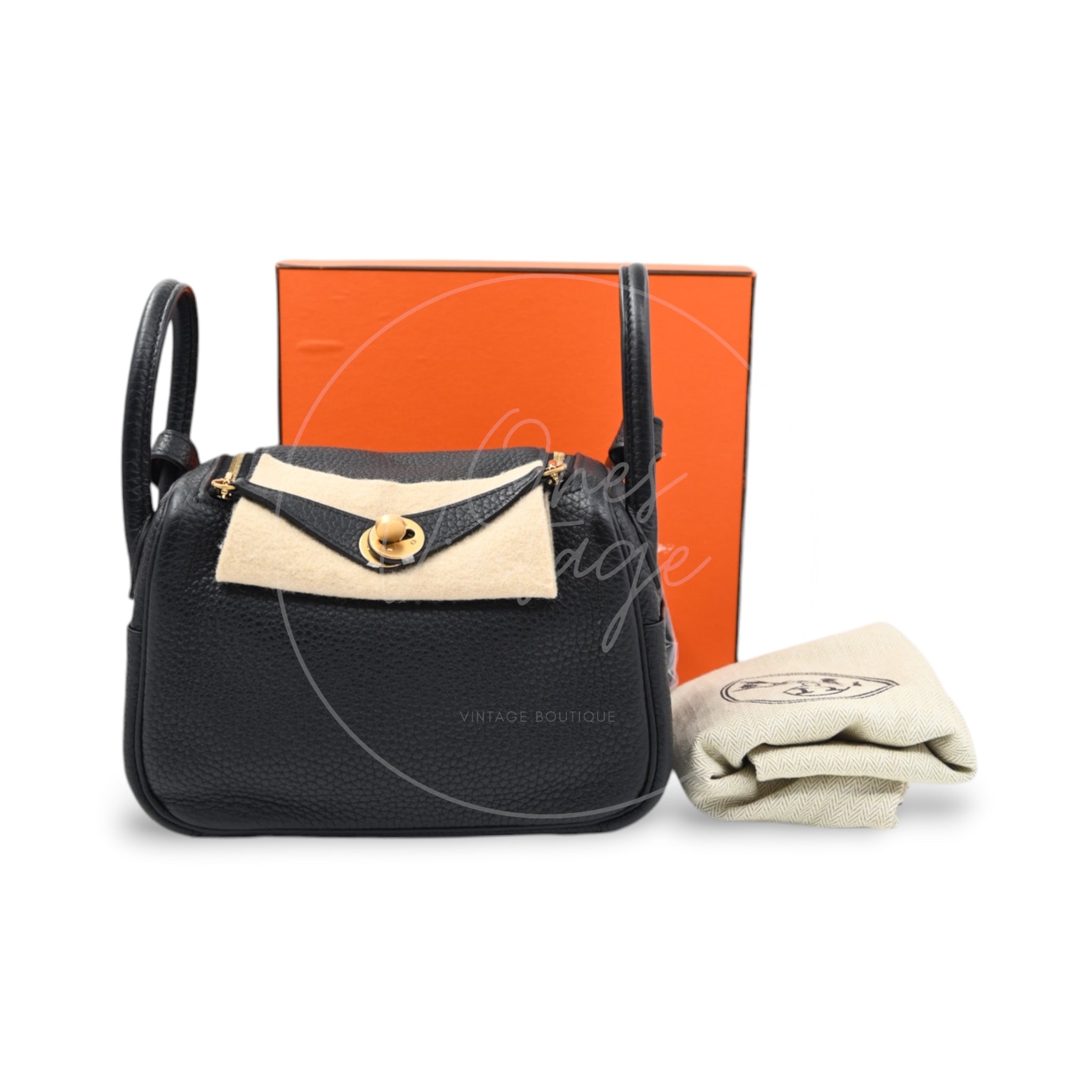 [Pre-owned] Hermes Mini Lindy Black Evercolor GHW Stamp Y