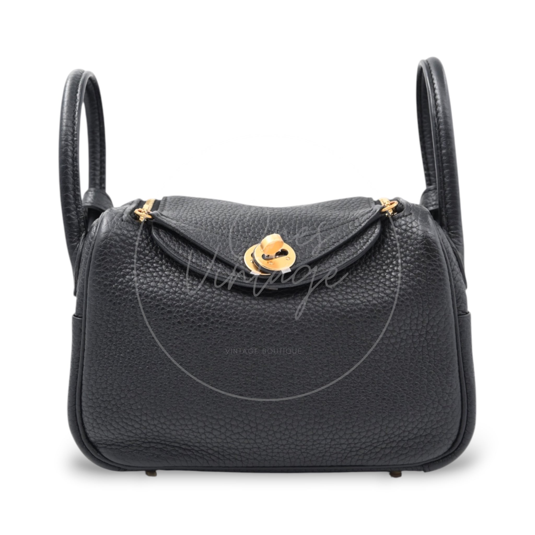 [Pre-owned] Hermes Mini Lindy Black Evercolor GHW Stamp Y