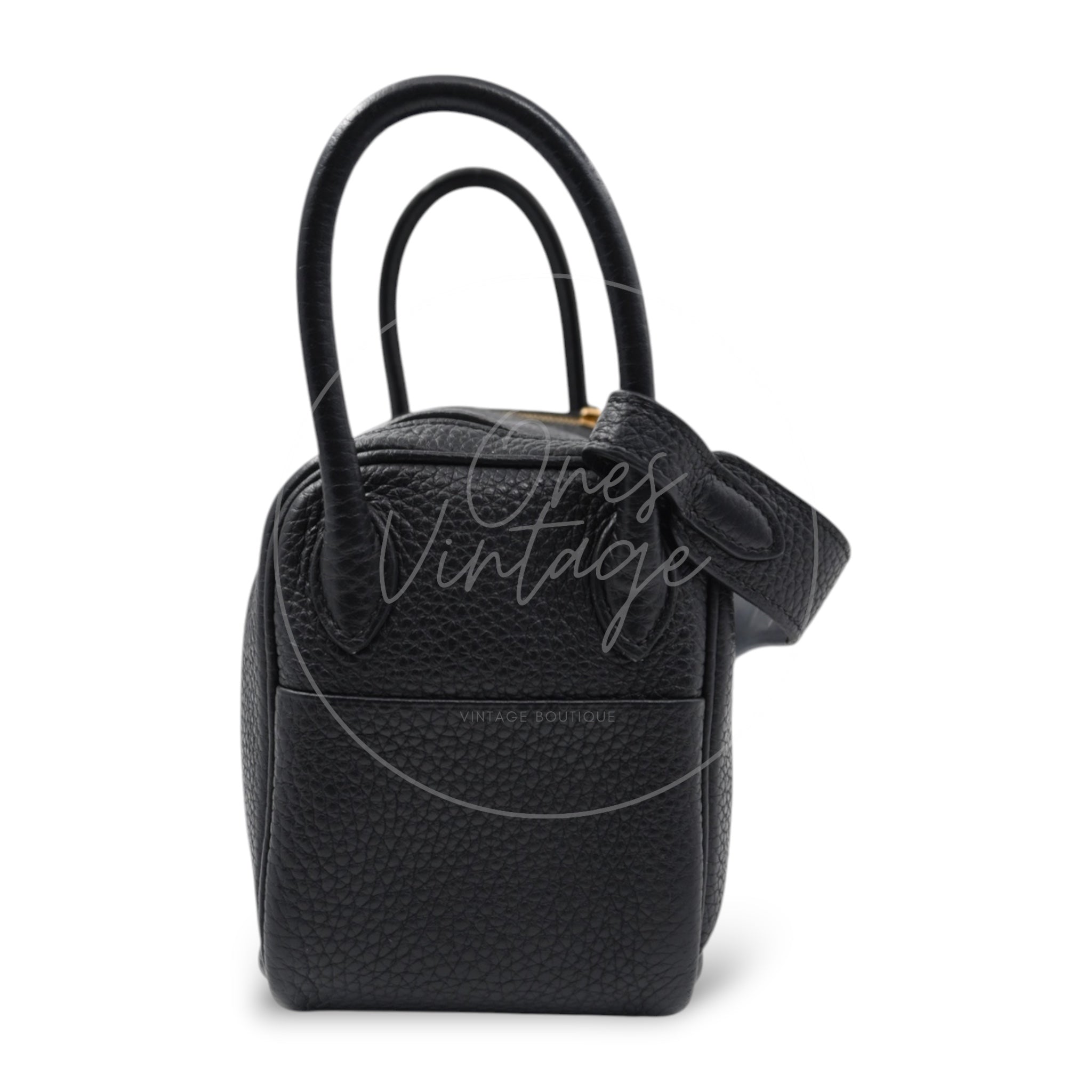 [Pre-owned] Hermes Mini Lindy Black Evercolor GHW Stamp Y