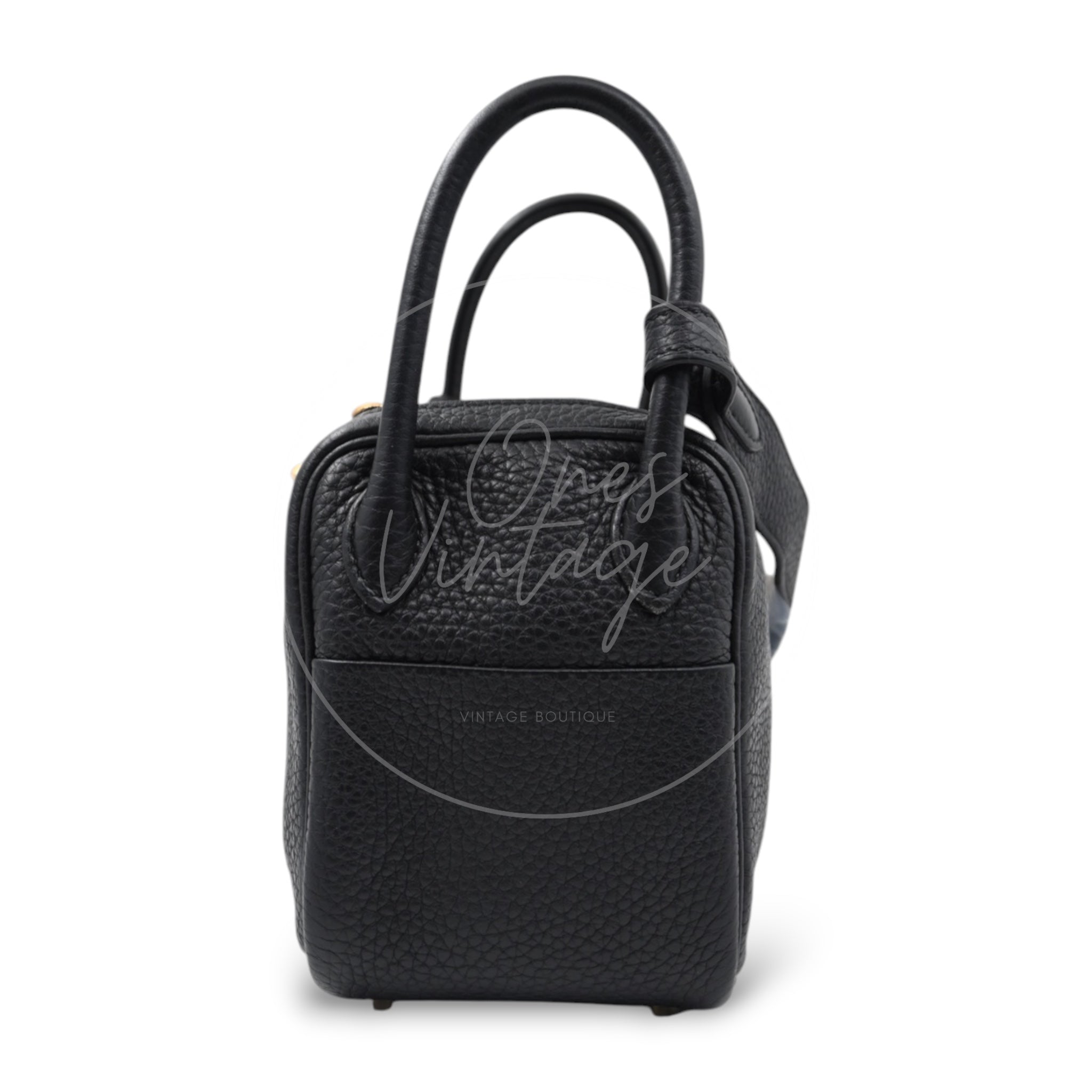 [Pre-owned] Hermes Mini Lindy Black Evercolor GHW Stamp Y