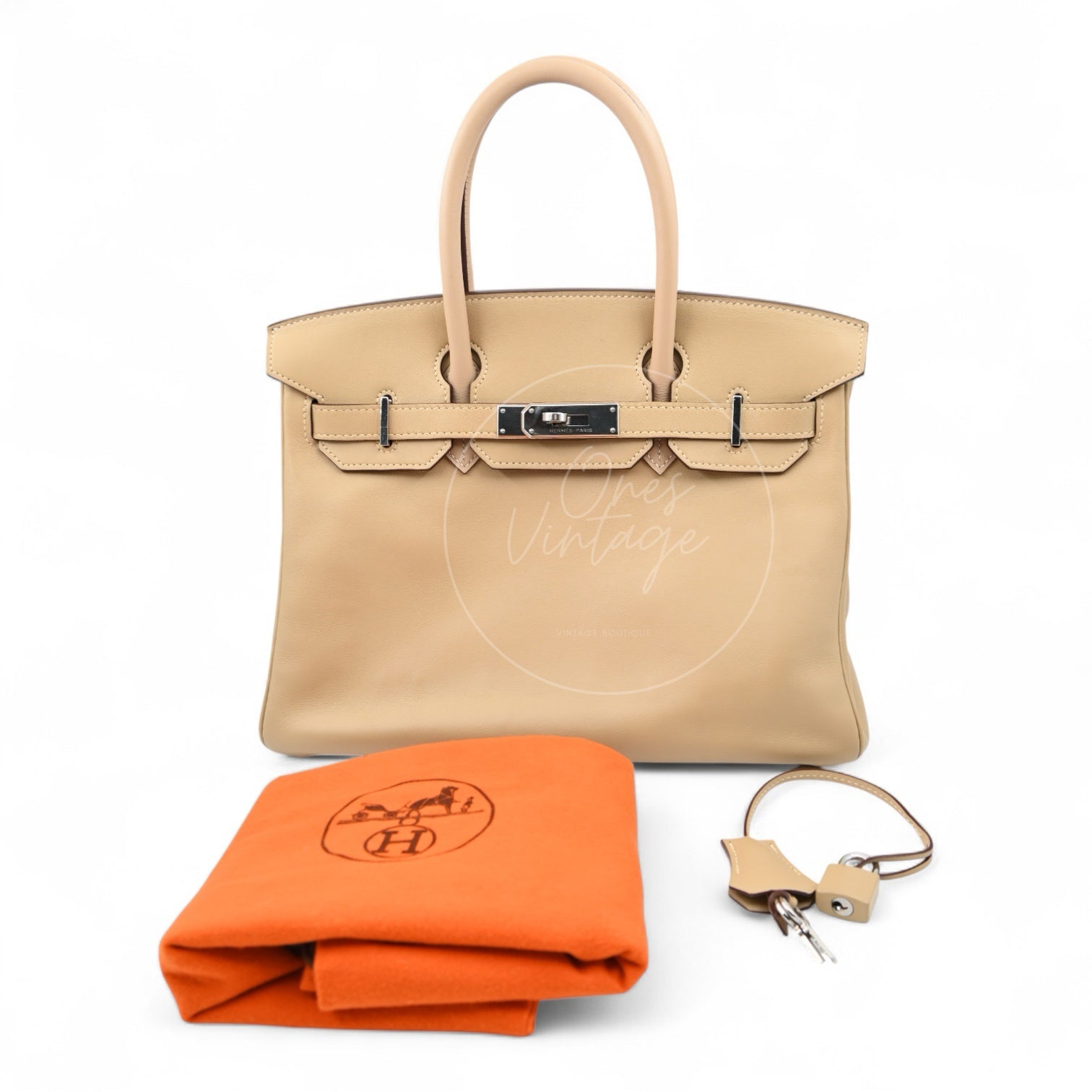 [Pre-Owned] Hermes Birkin 25 PHW 1F Argile Square M