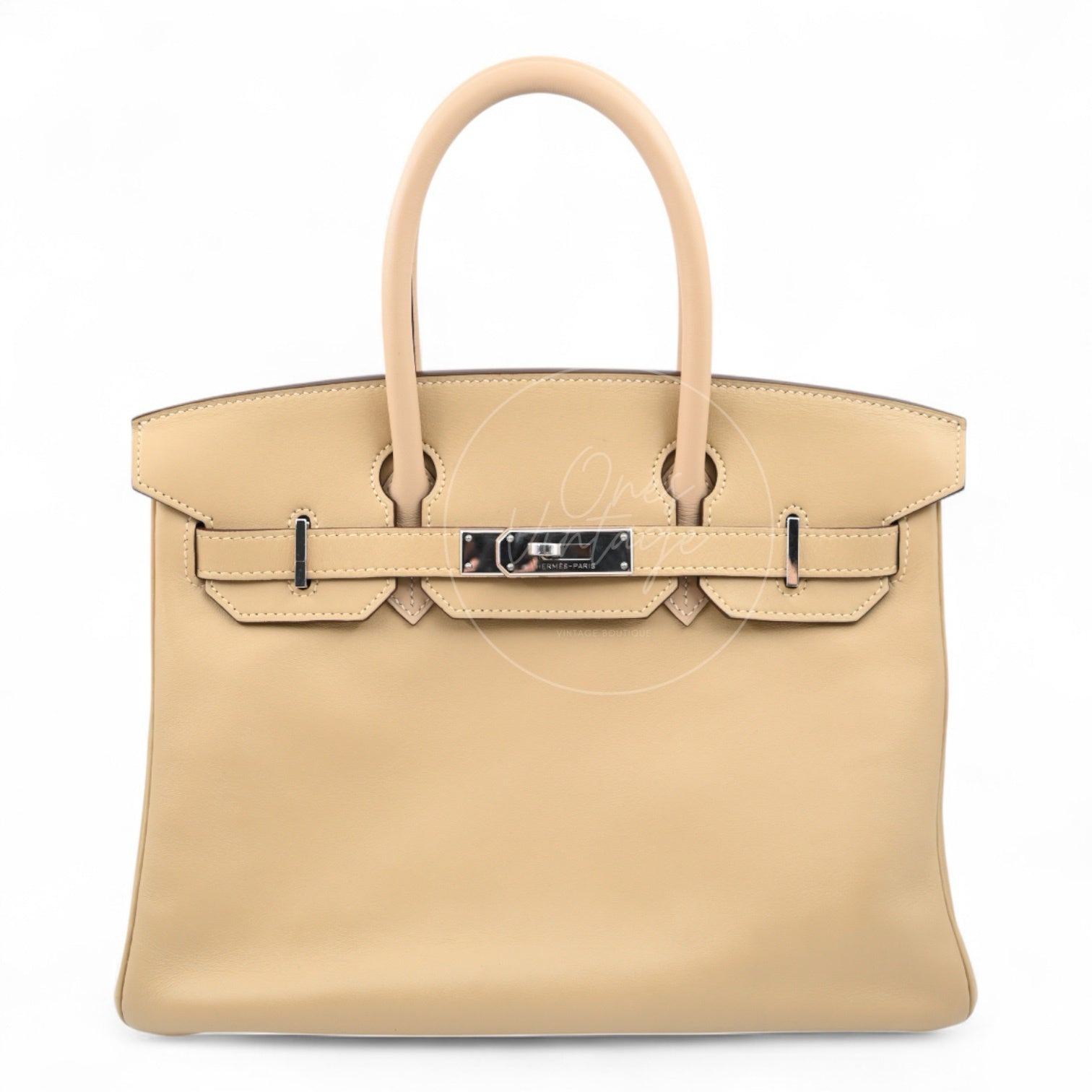[Per-Owned] Hermes Birkin 25 PHW  1F Argile Square M