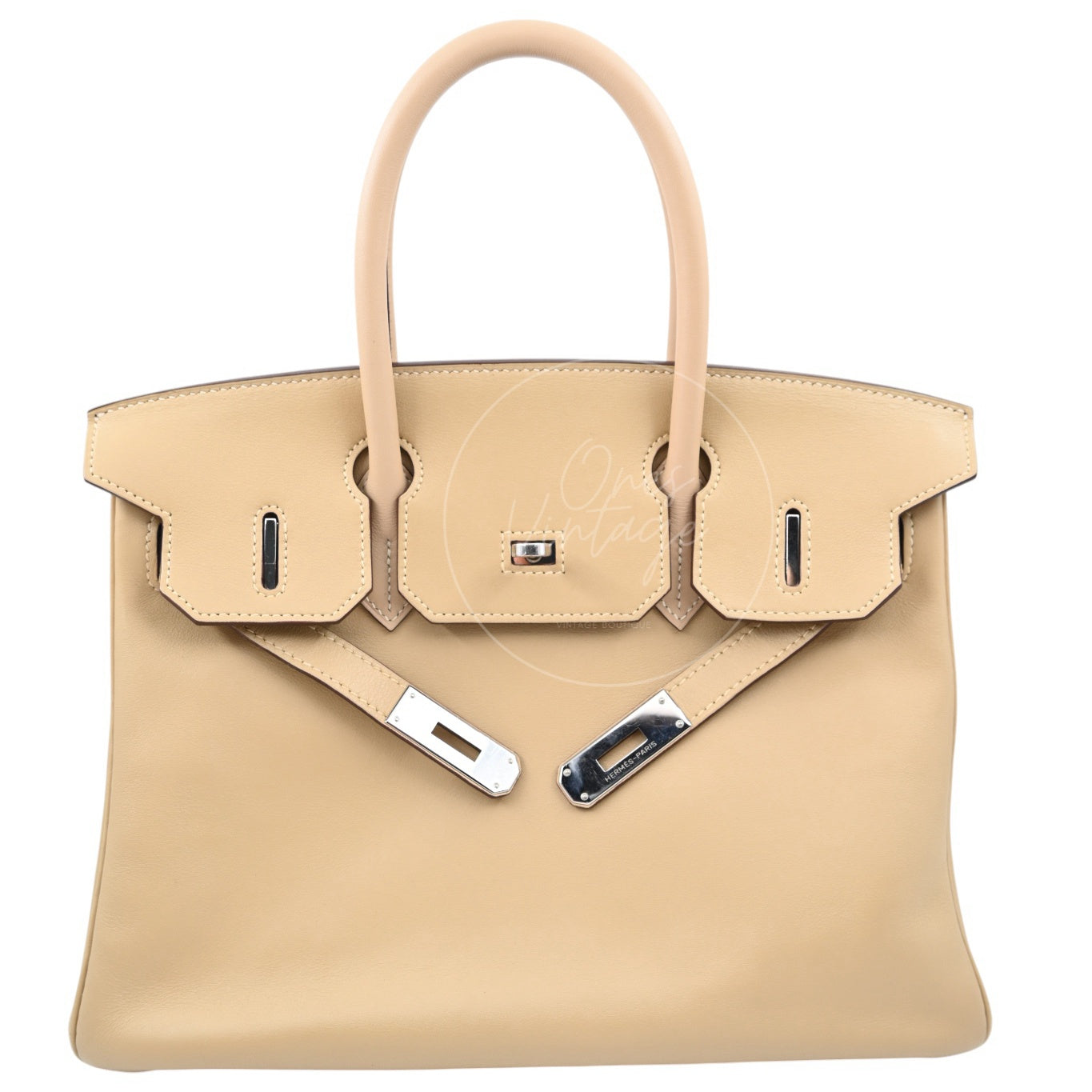 [Pre-Owned] Hermes Birkin 25 PHW 1F Argile Square M