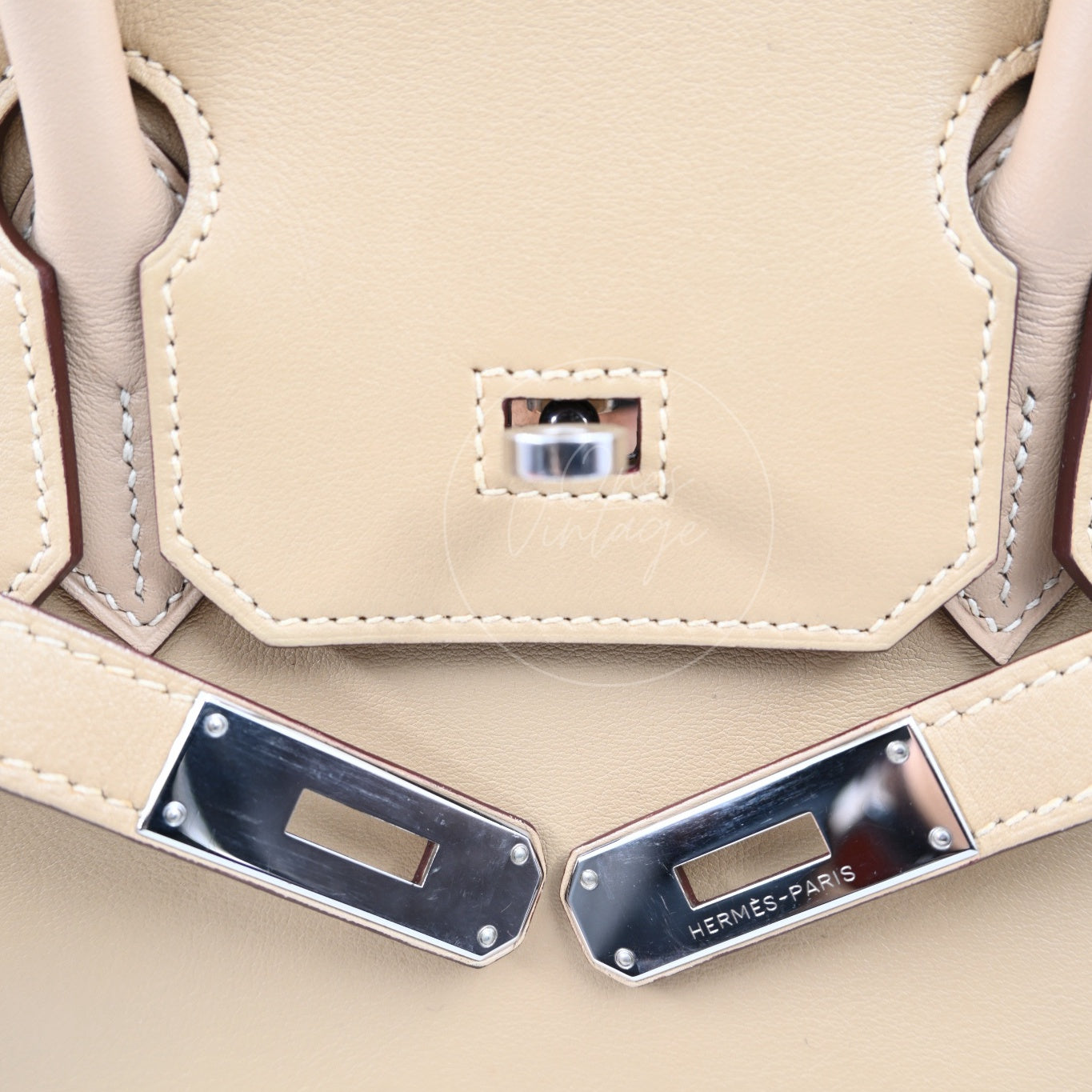 [Pre-Owned] Hermes Birkin 25 PHW 1F Argile Square M