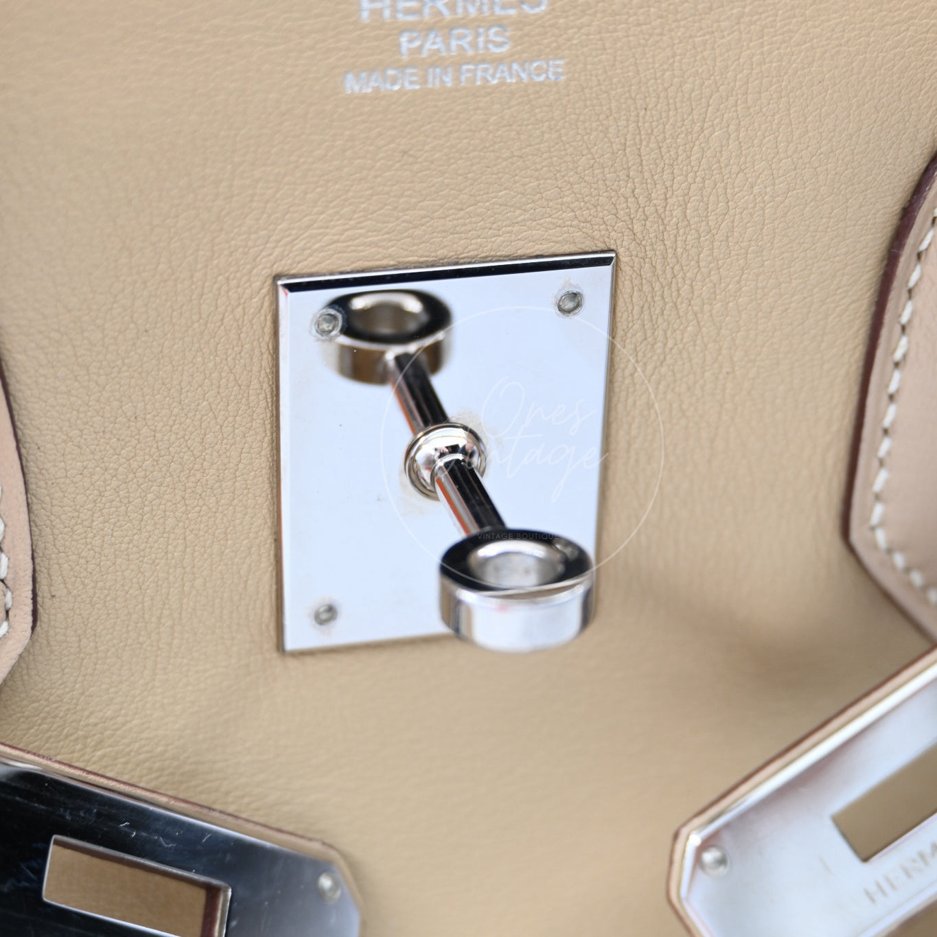 [Pre-Owned] Hermes Birkin 25 PHW 1F Argile Square M