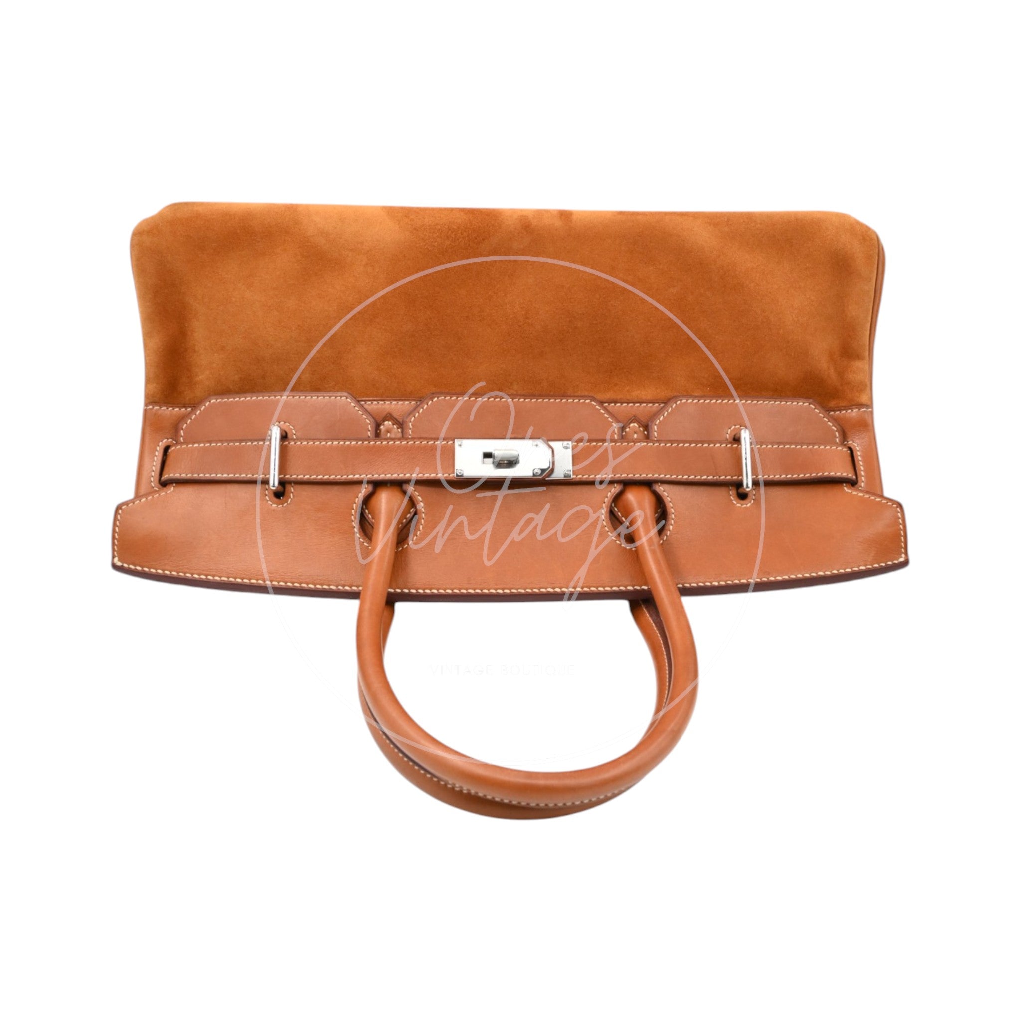 Hermes Birkin Shoulder Suede GHW Brown Square J