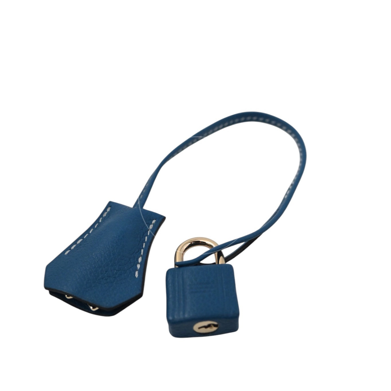 [Pre-owned] Hermes Kelly 32 Ciel Blue De Galice Grizzly and Evercolor PHW Stamp Square R