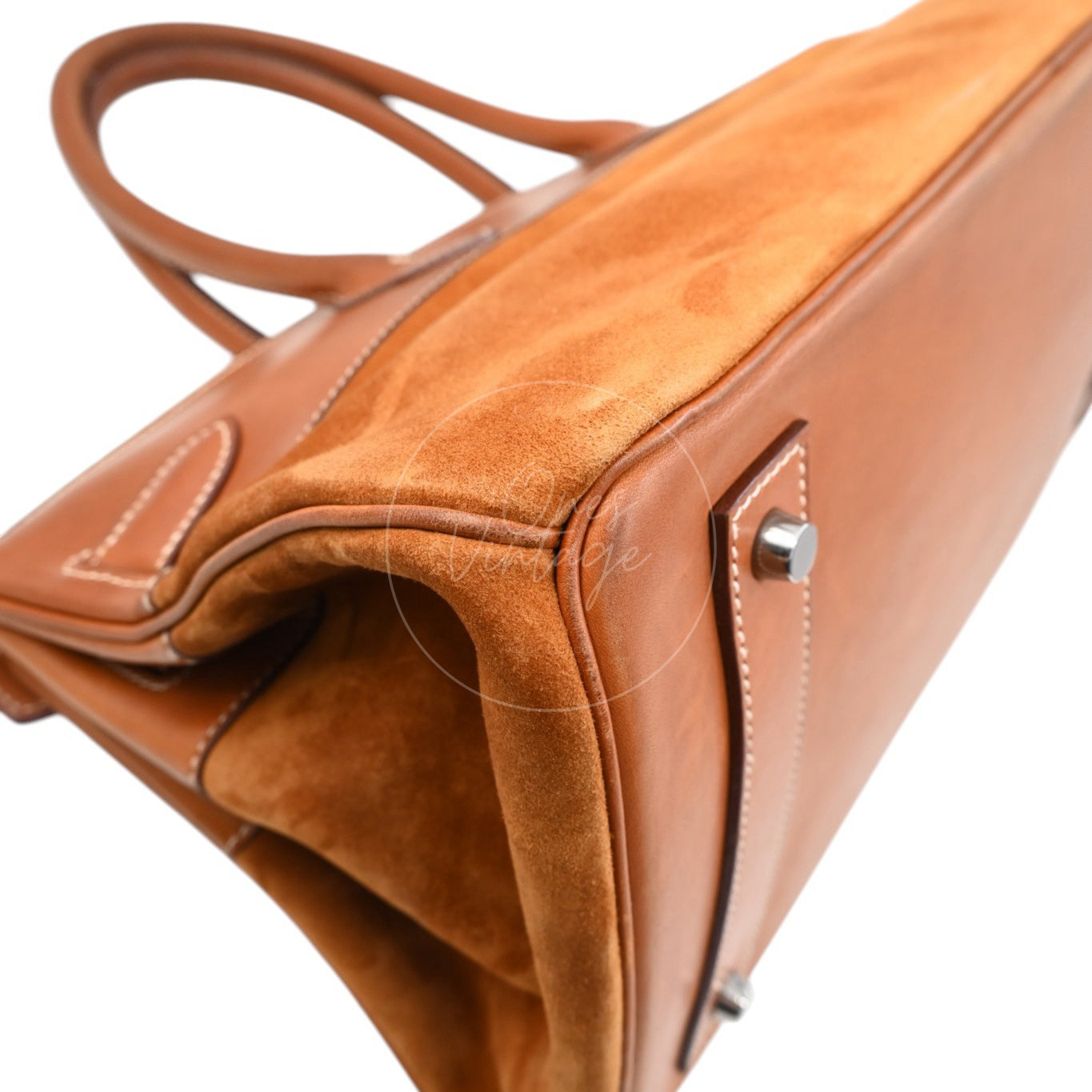 Hermes Birkin Shoulder Suede GHW Brown Square J