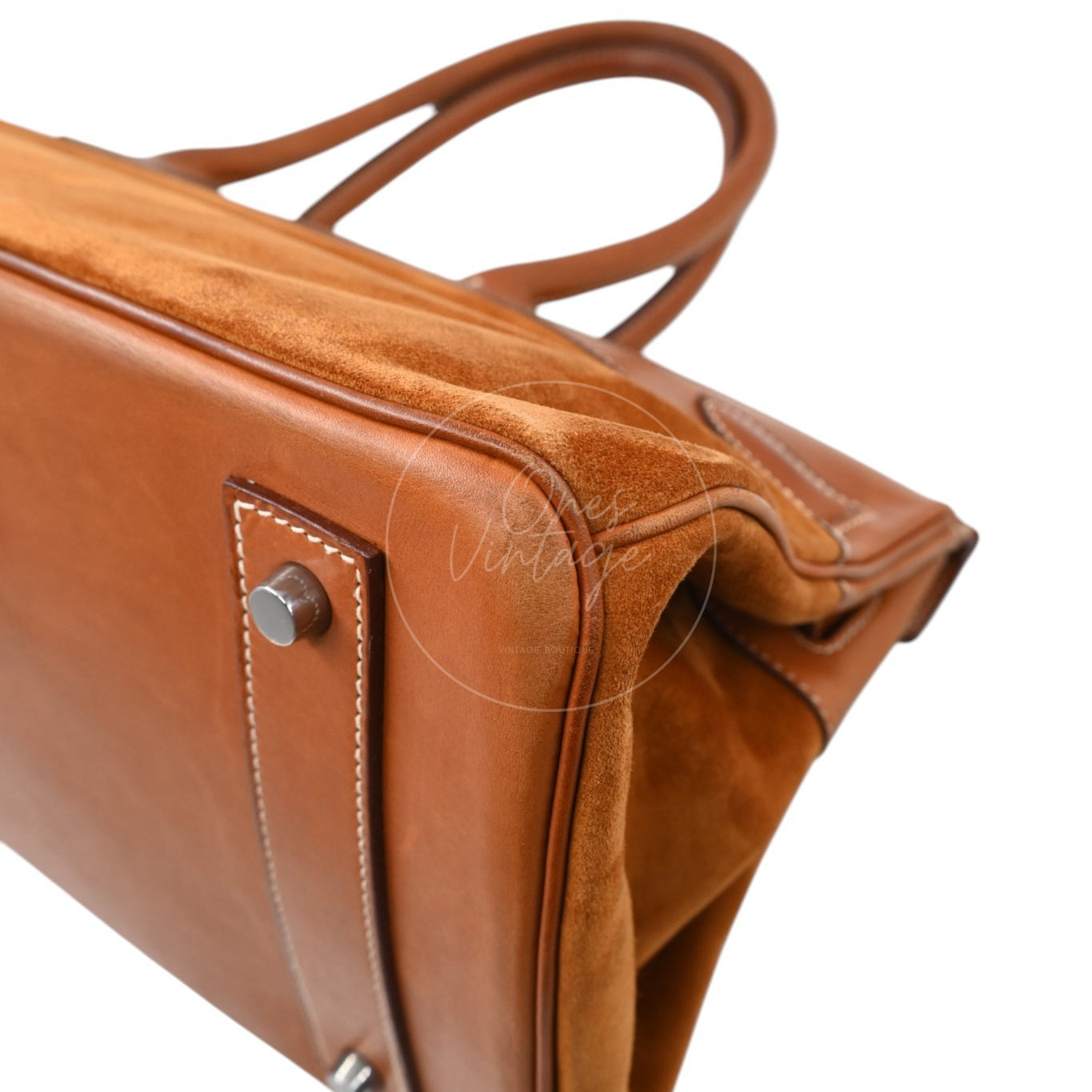 Hermes Birkin Shoulder Suede GHW Brown Square J