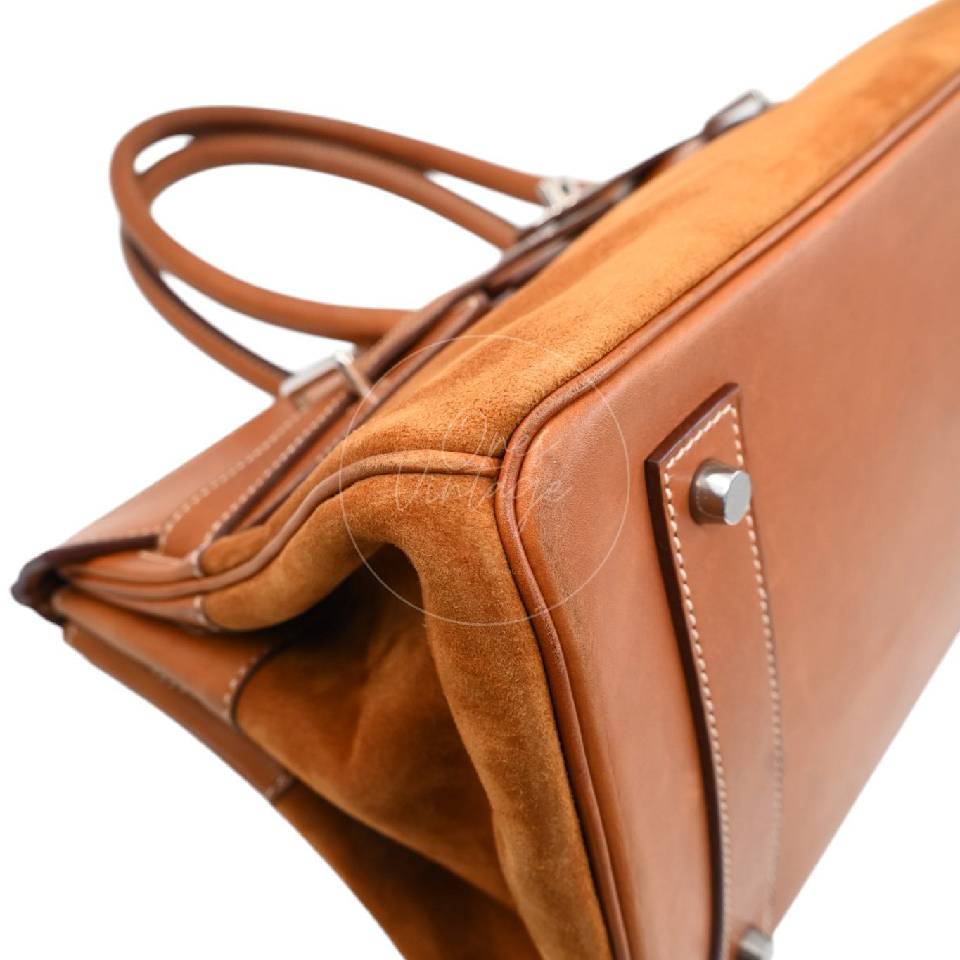 Hermes Birkin Shoulder Suede GHW Brown Square J