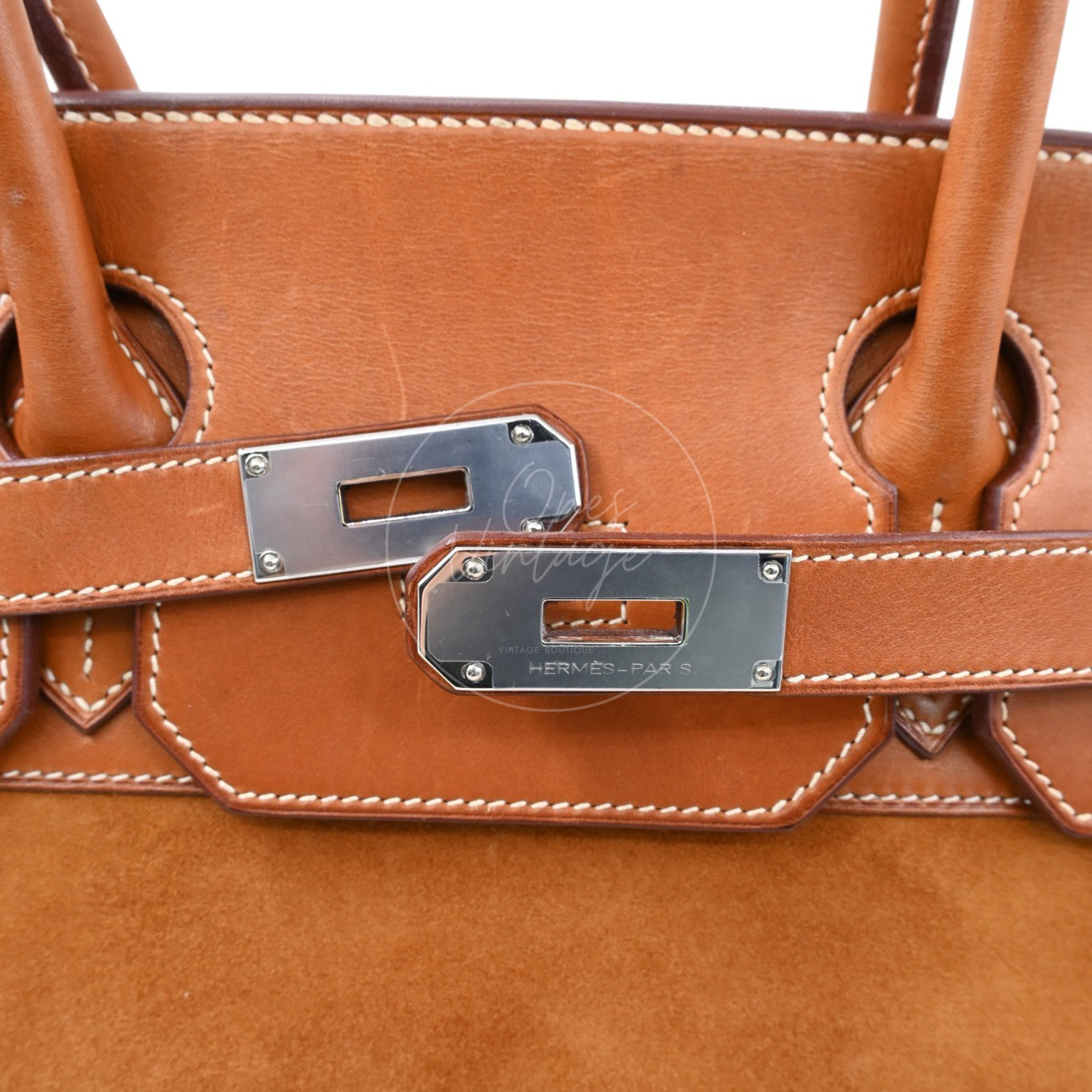 Hermes Birkin Shoulder Suede GHW Brown Square J