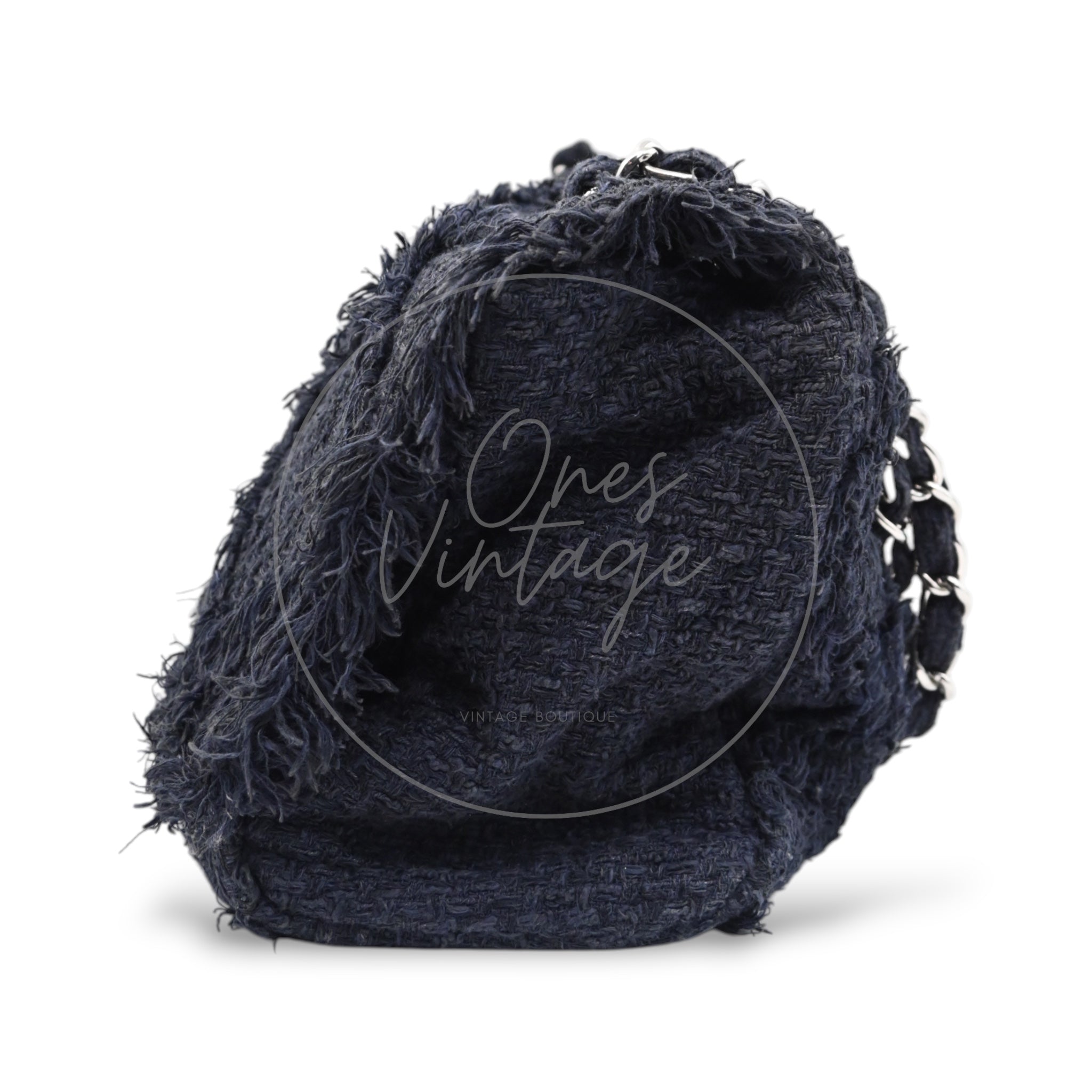 [Pre-owned] Chanel Black Tweed Fringe CC Flap Bag Series 13