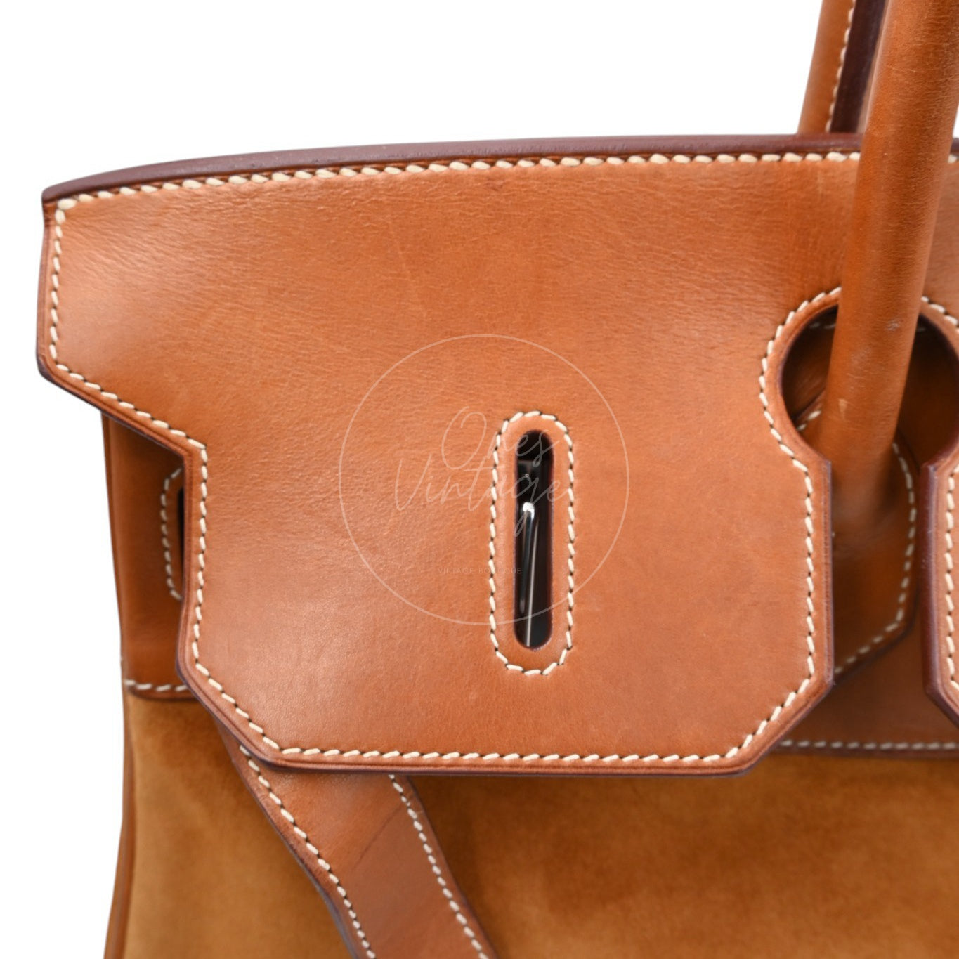 Hermes Birkin Shoulder Suede GHW Brown Square J