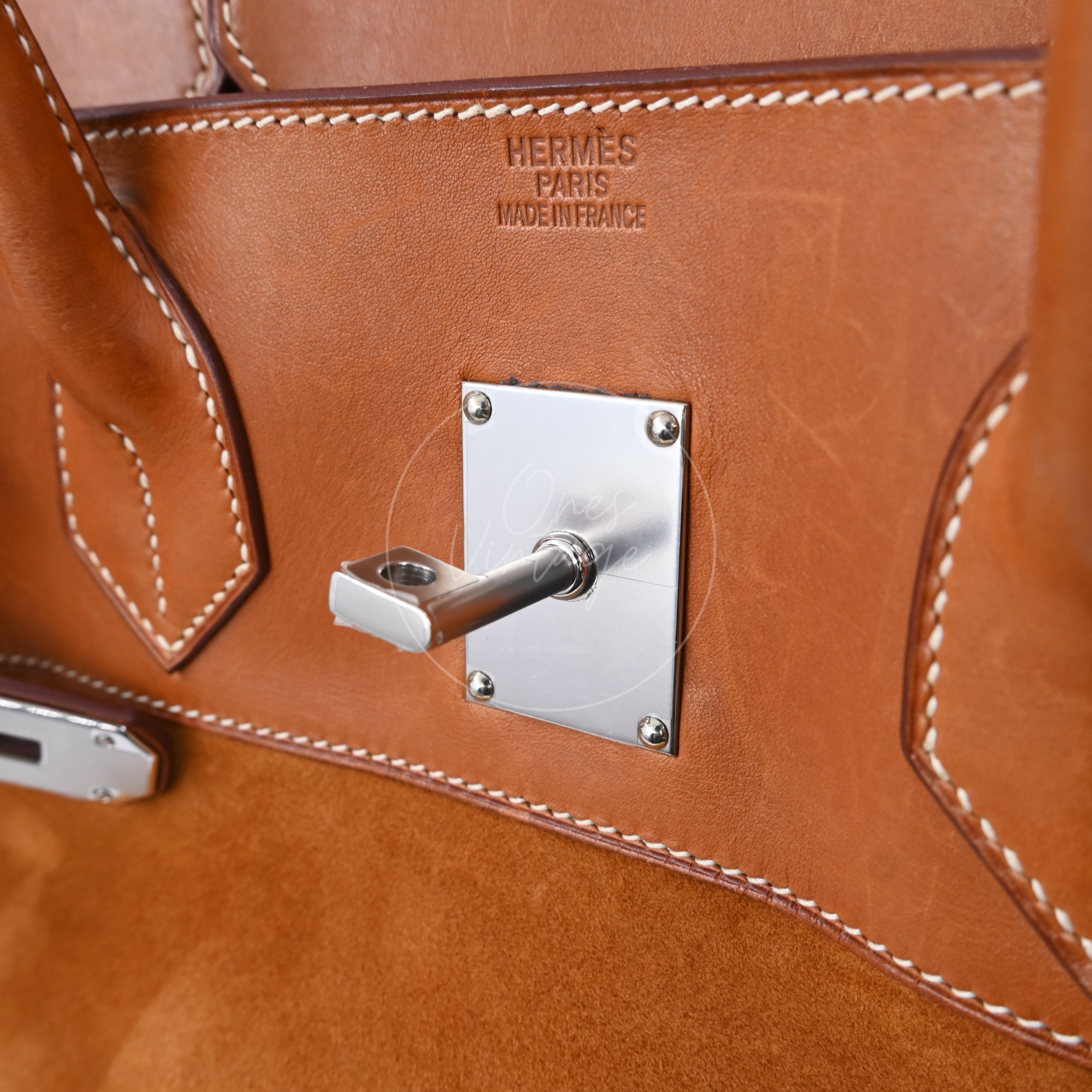 Hermes Birkin Shoulder Suede GHW Brown Square J