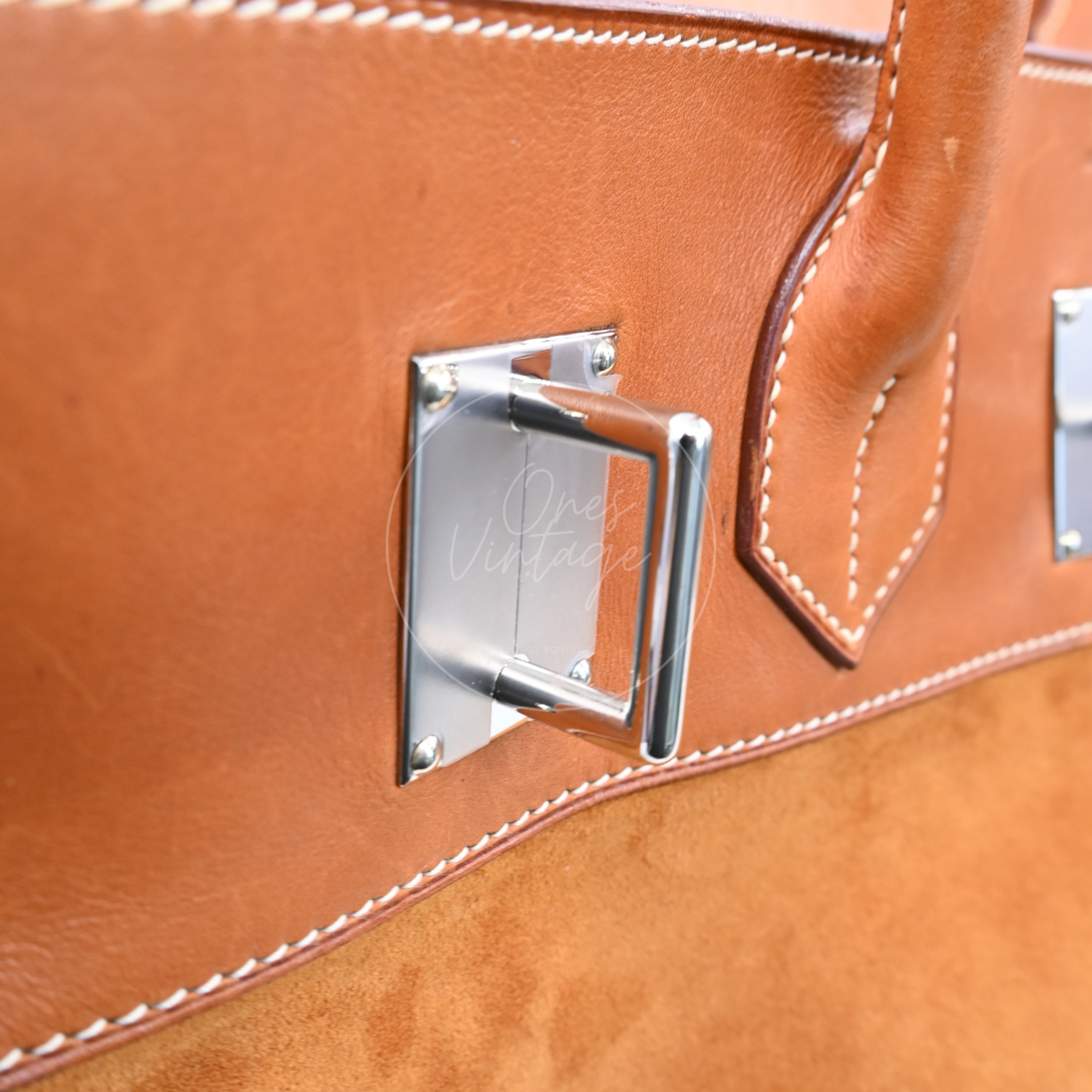 Hermes Birkin Shoulder Suede GHW Brown Square J