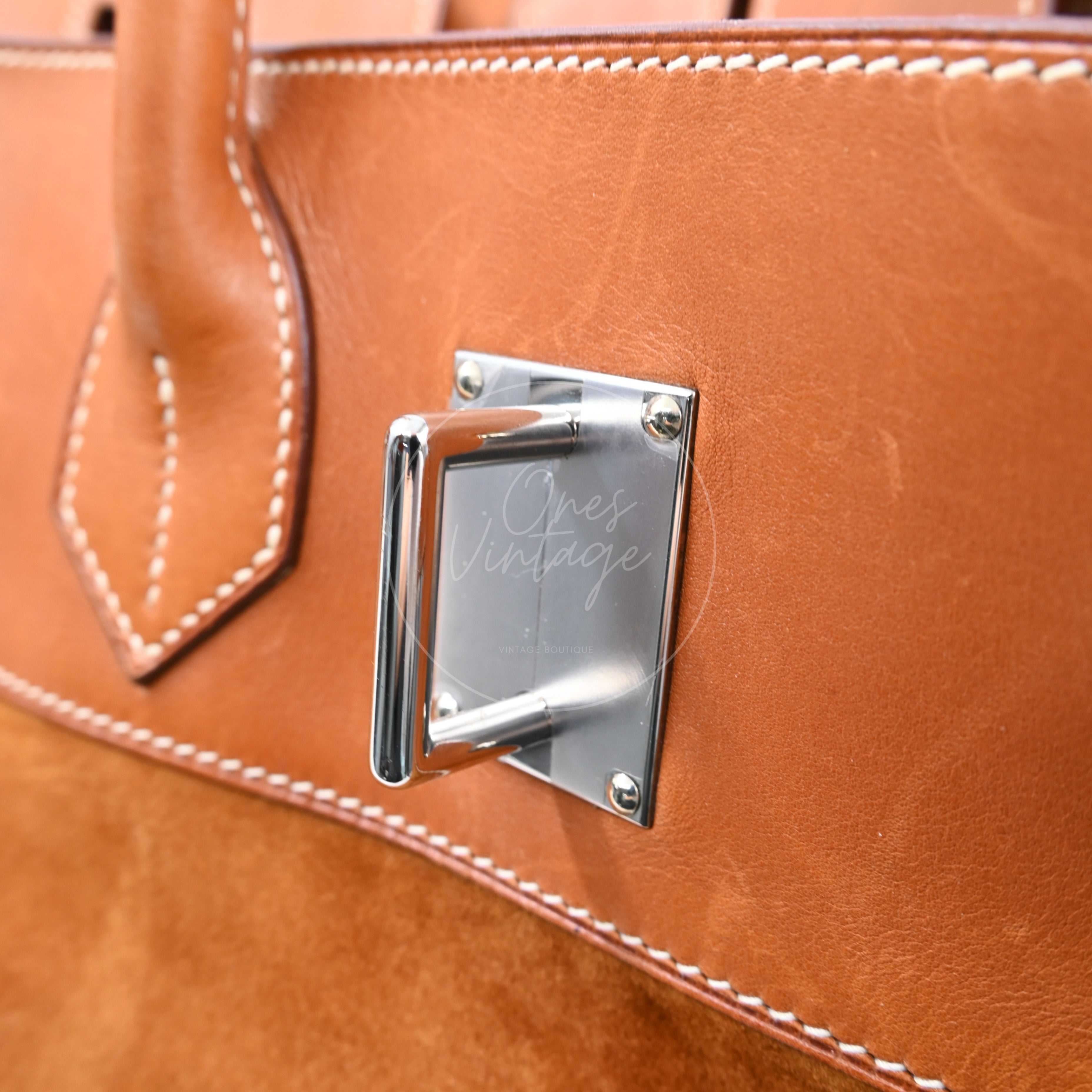 Hermes Birkin Shoulder Suede GHW Brown Square J