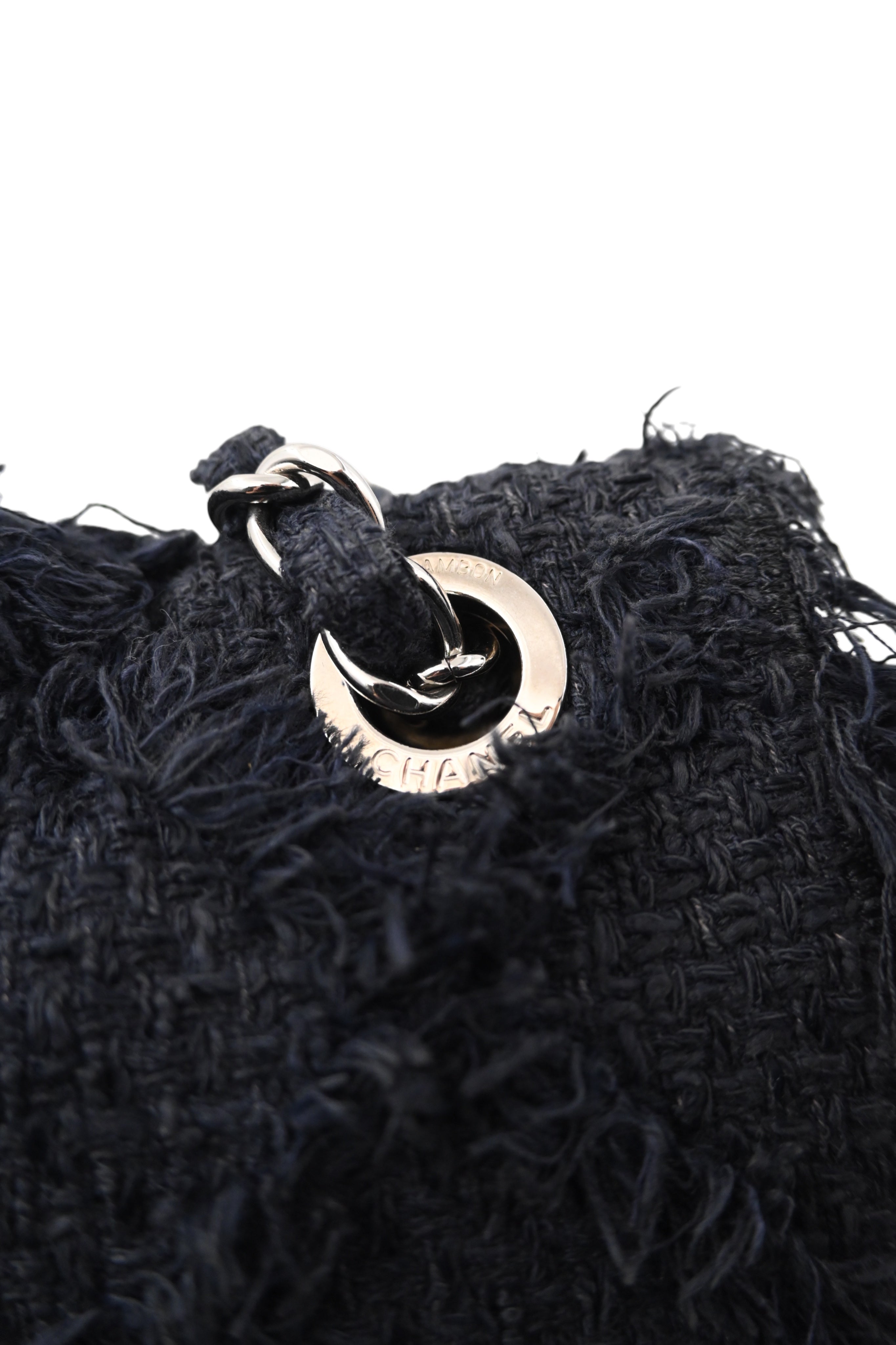 [Pre-owned] Chanel Black Tweed Fringe CC Flap Bag Series 13