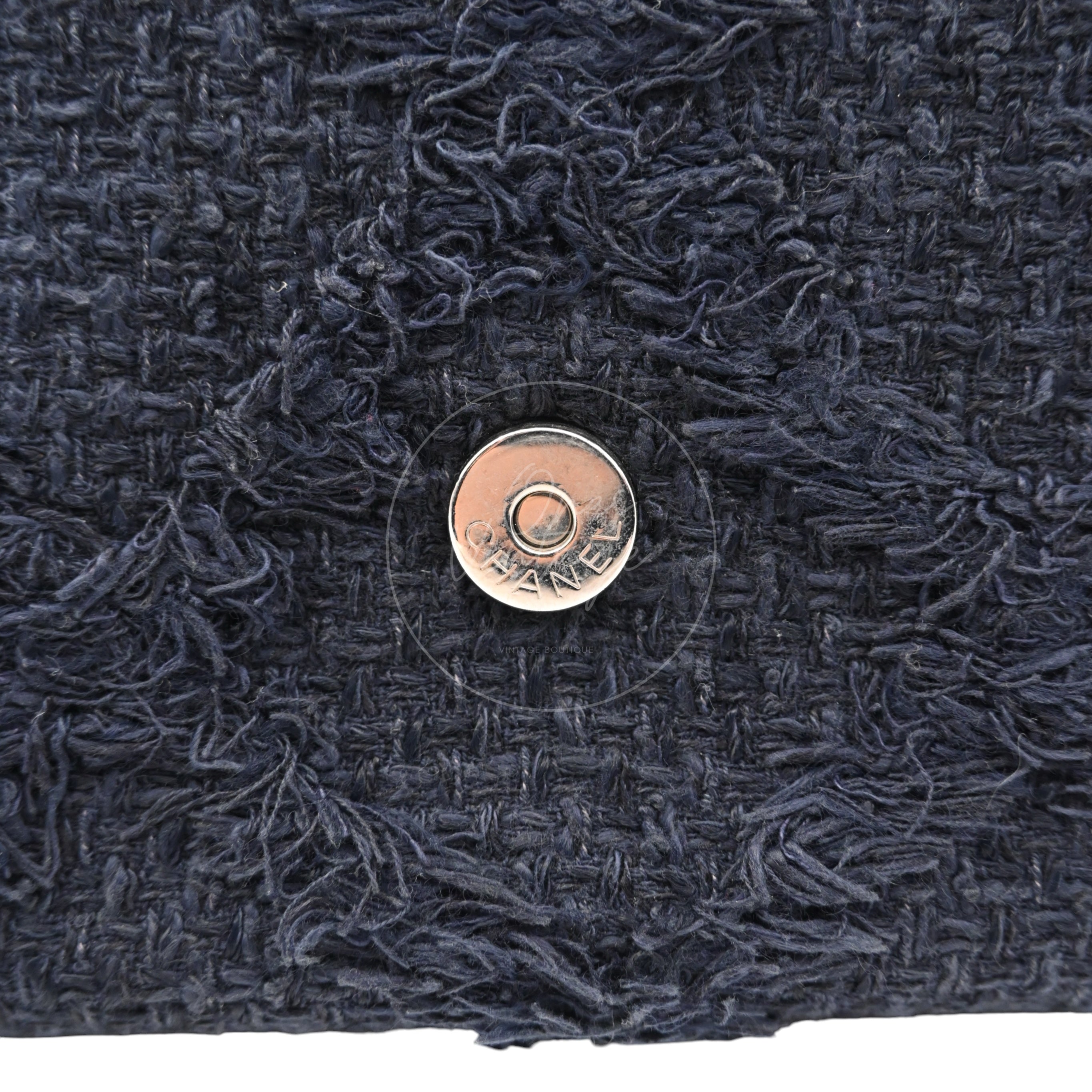 [Pre-owned] Chanel Black Tweed Fringe CC Flap Bag Series 13