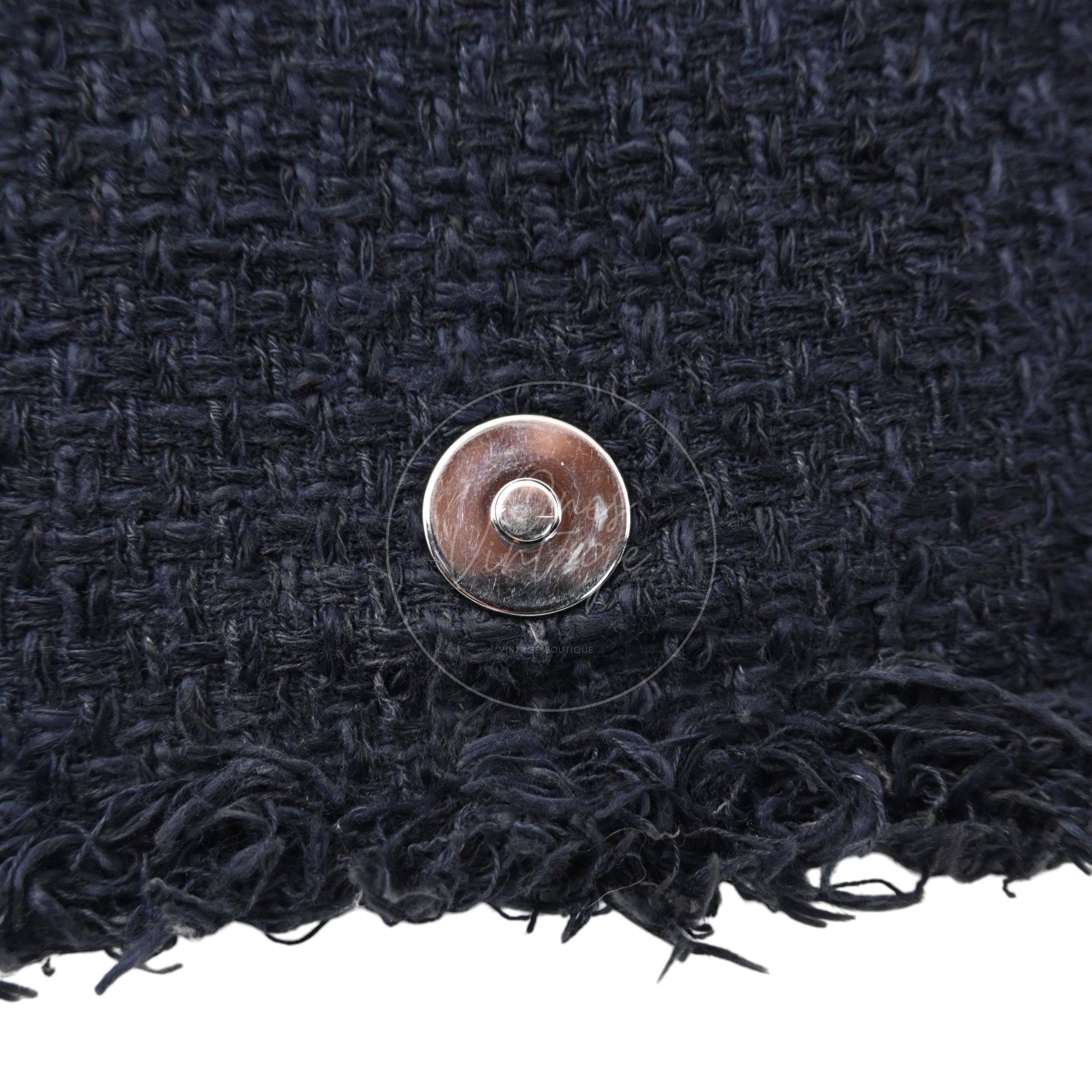 [Pre-owned] Chanel Black Tweed Fringe CC Flap Bag Series 13