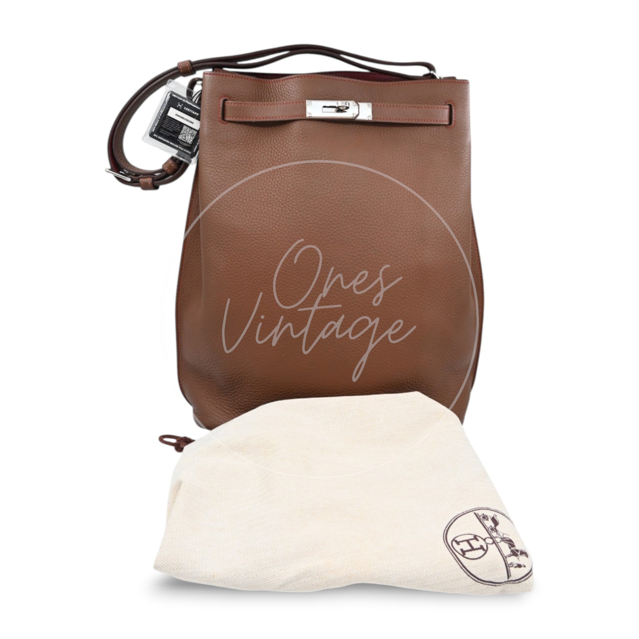 [Pre-owned] Hermes So Kelly 26 PHW Brown Stamp Square O