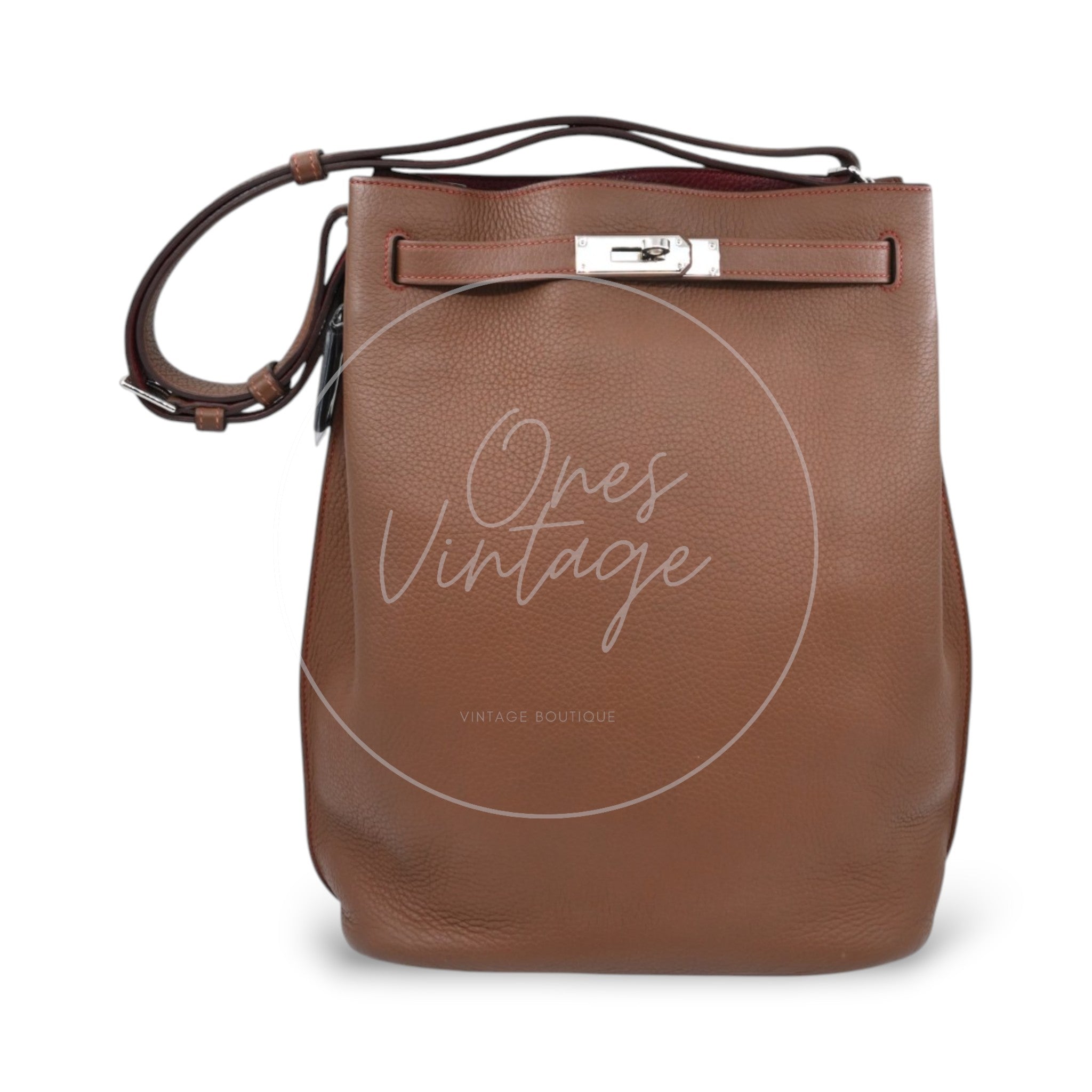 [Pre-owned] Hermes So Kelly 26 PHW Brown Stamp Square O