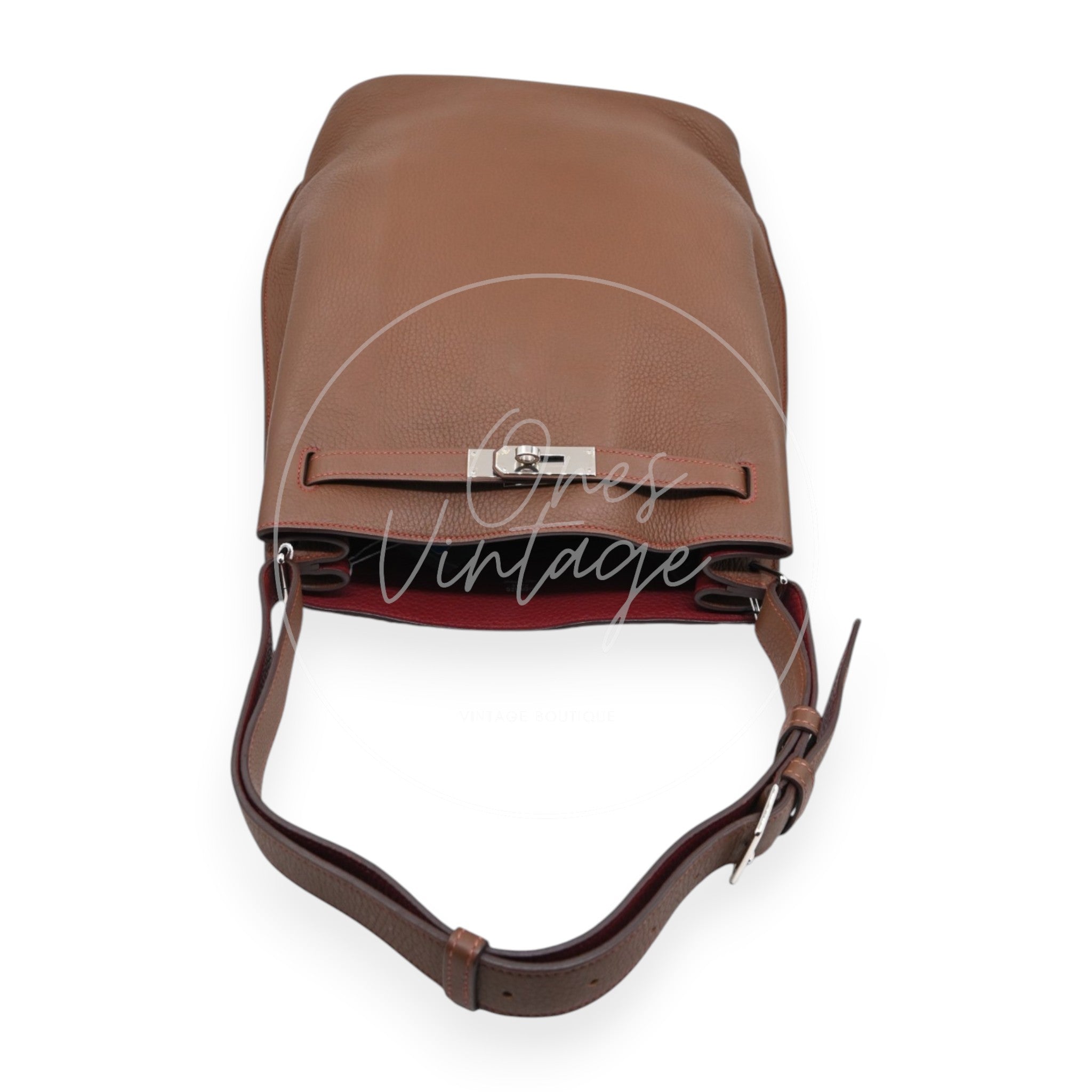 [Pre-owned] Hermes So Kelly 26 PHW Brown Stamp Square O