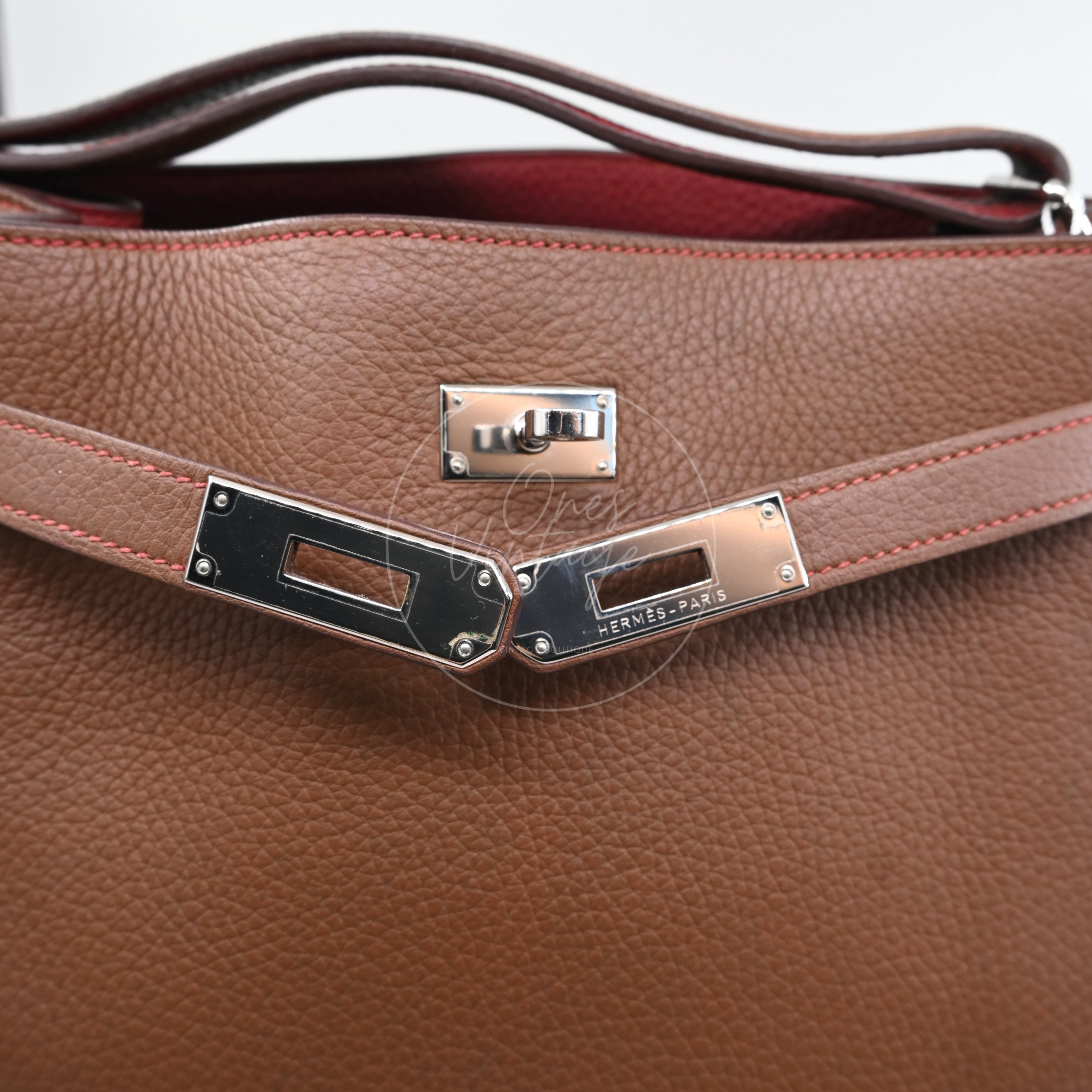 [Pre-owned] Hermes So Kelly 26 PHW Brown Stamp Square O