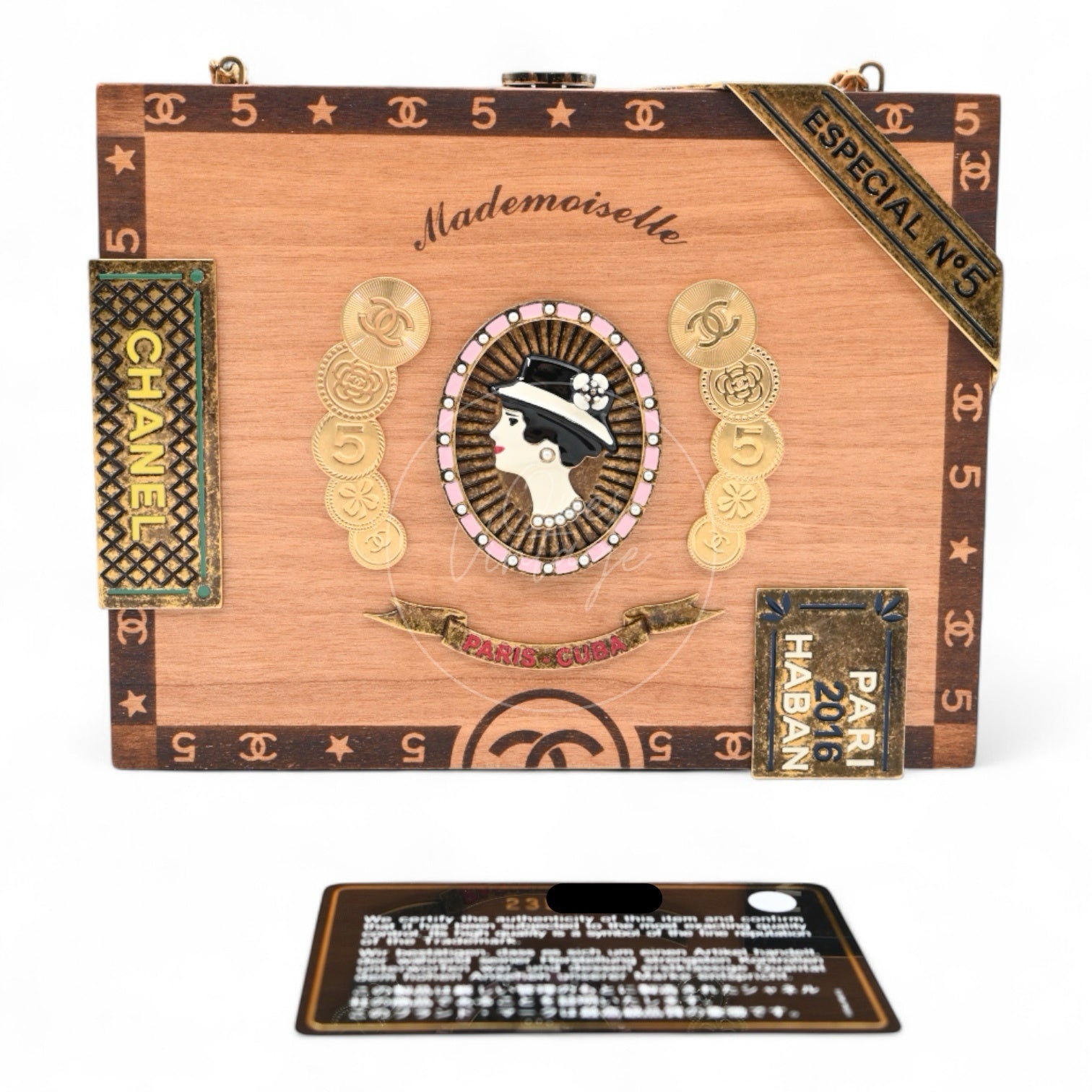 [Pre-Owned] Chanel Havana Vanity Wood Case Cigar Clutch Series 23