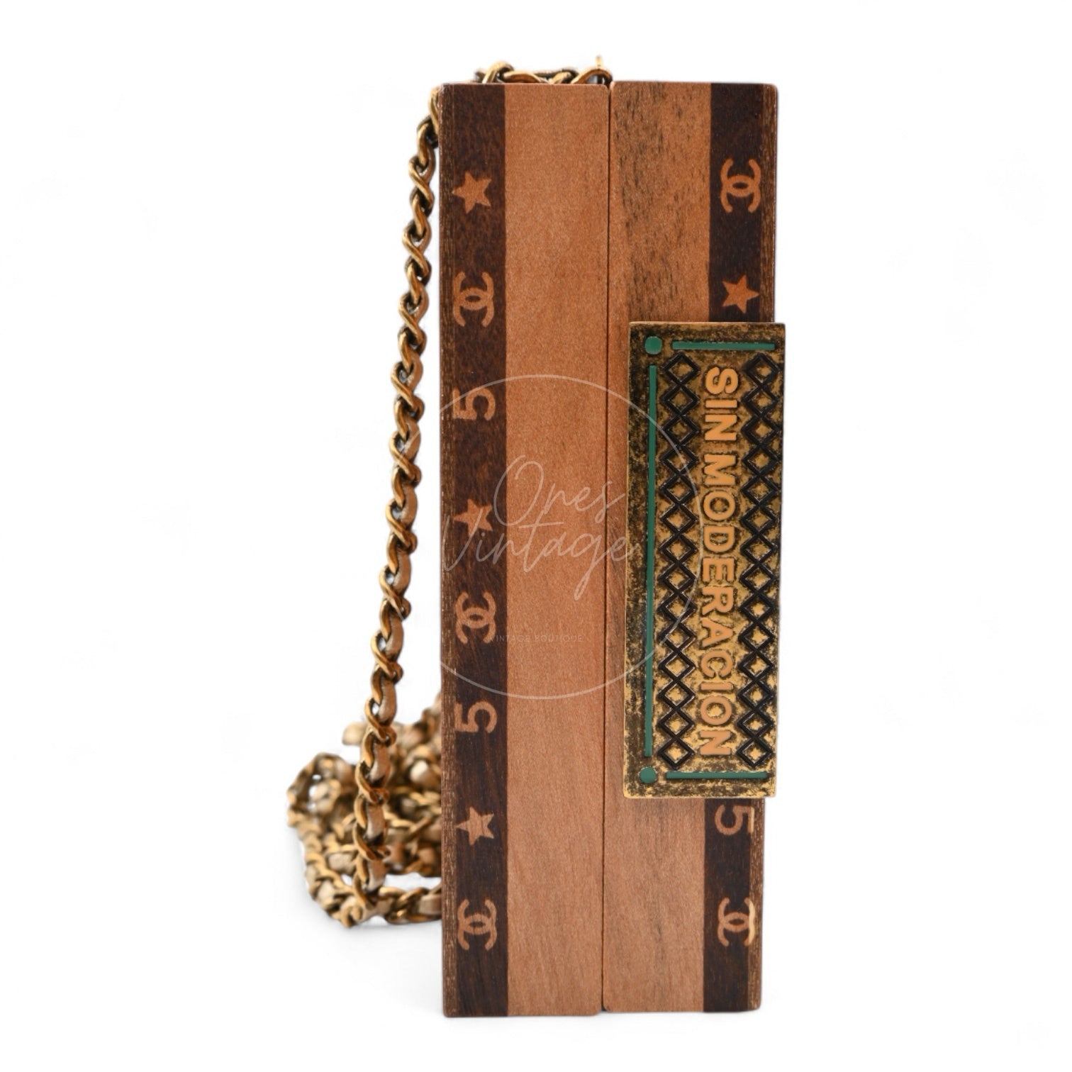 [Pre-Owned] Chanel Havana Vanity Wood Case Cigar Clutch Series 23