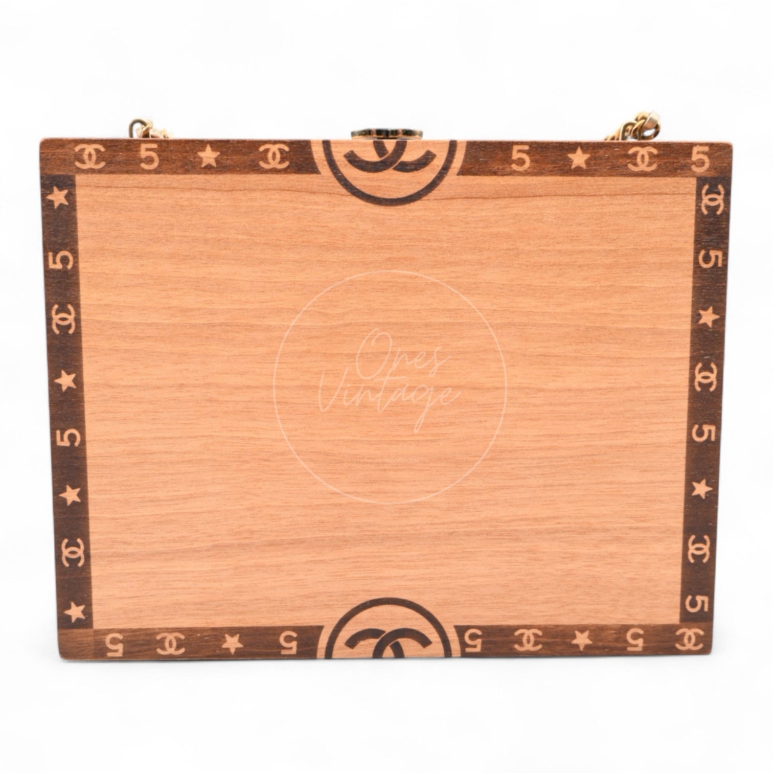 [Pre-Owned] Chanel Havana Vanity Wood Case Cigar Clutch Series 23