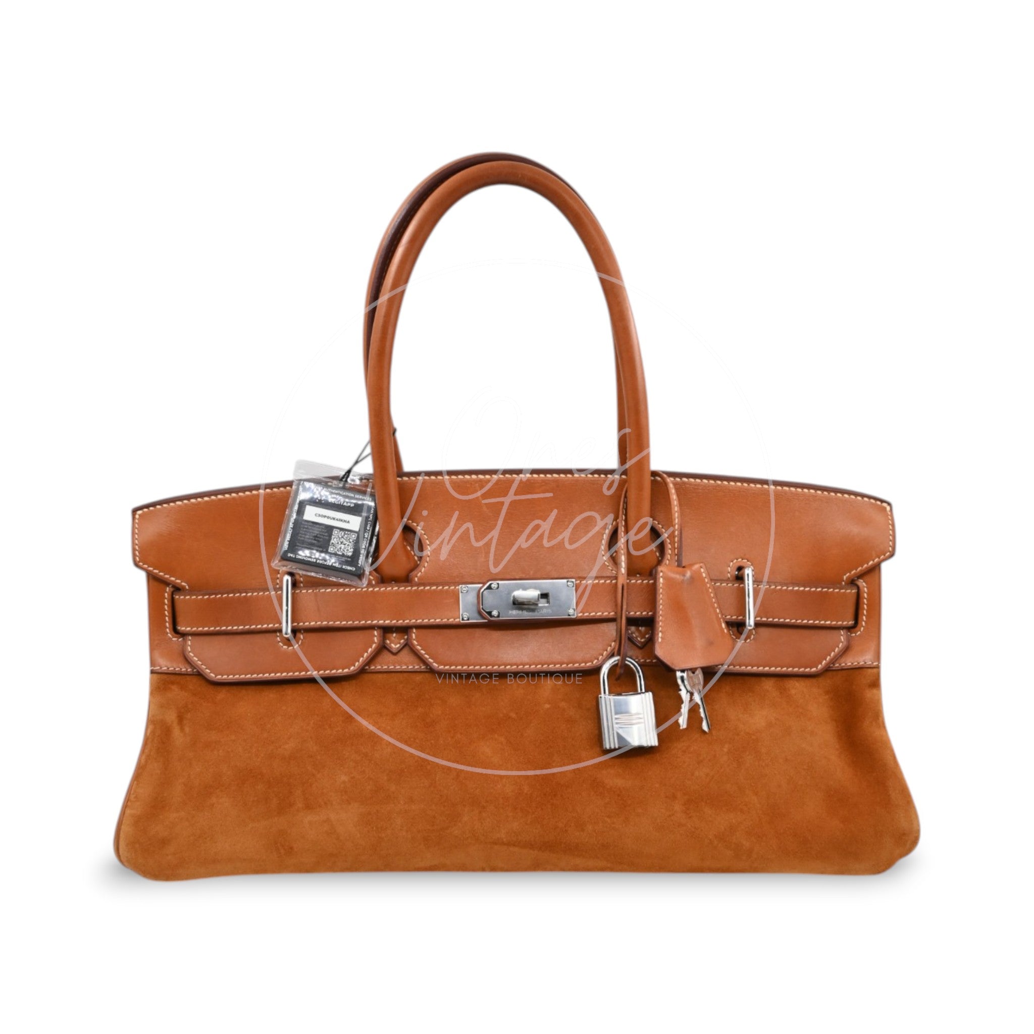 Hermes Birkin Shoulder Suede GHW Brown Square J