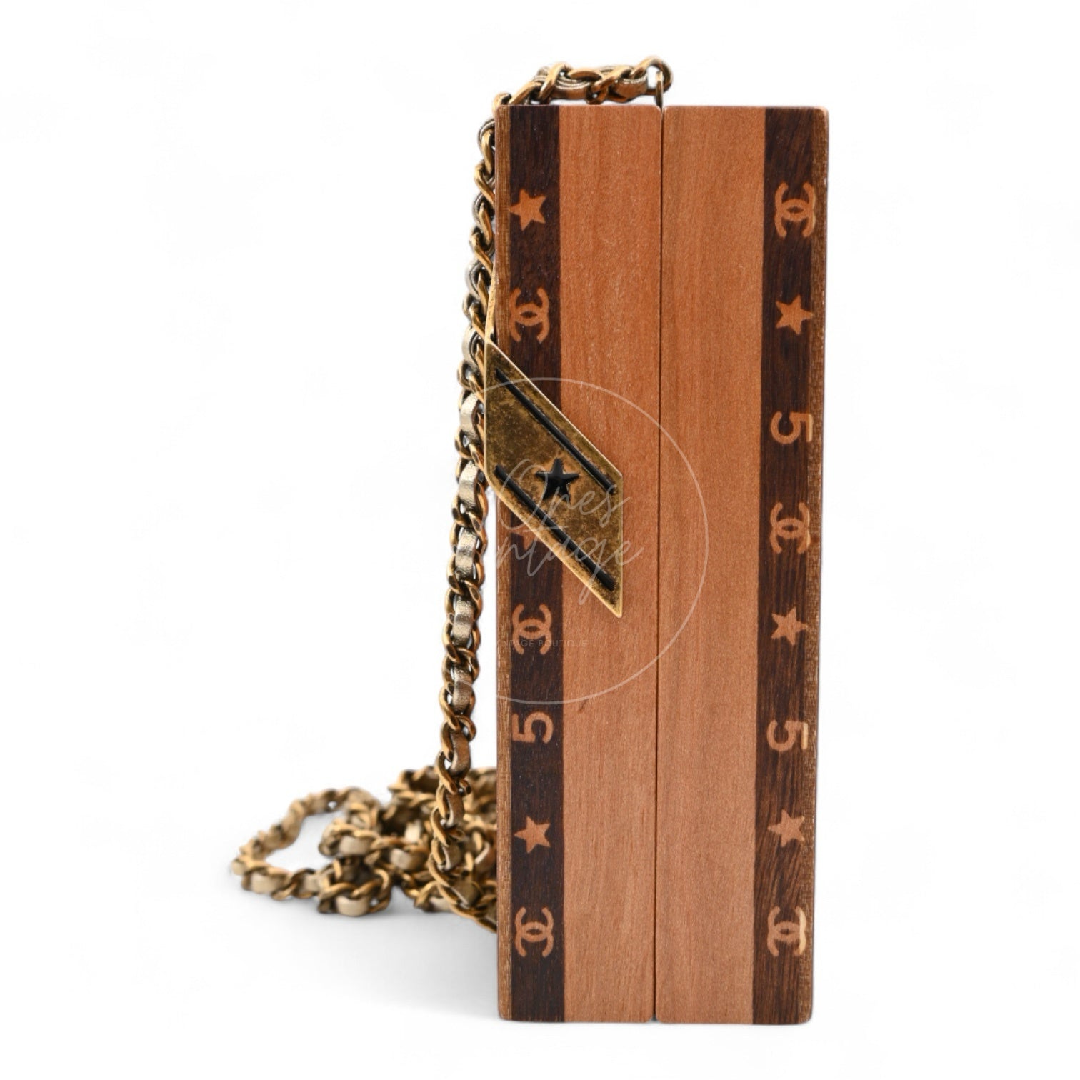 [Pre-Owned] Chanel Havana Vanity Wood Case Cigar Clutch Series 23