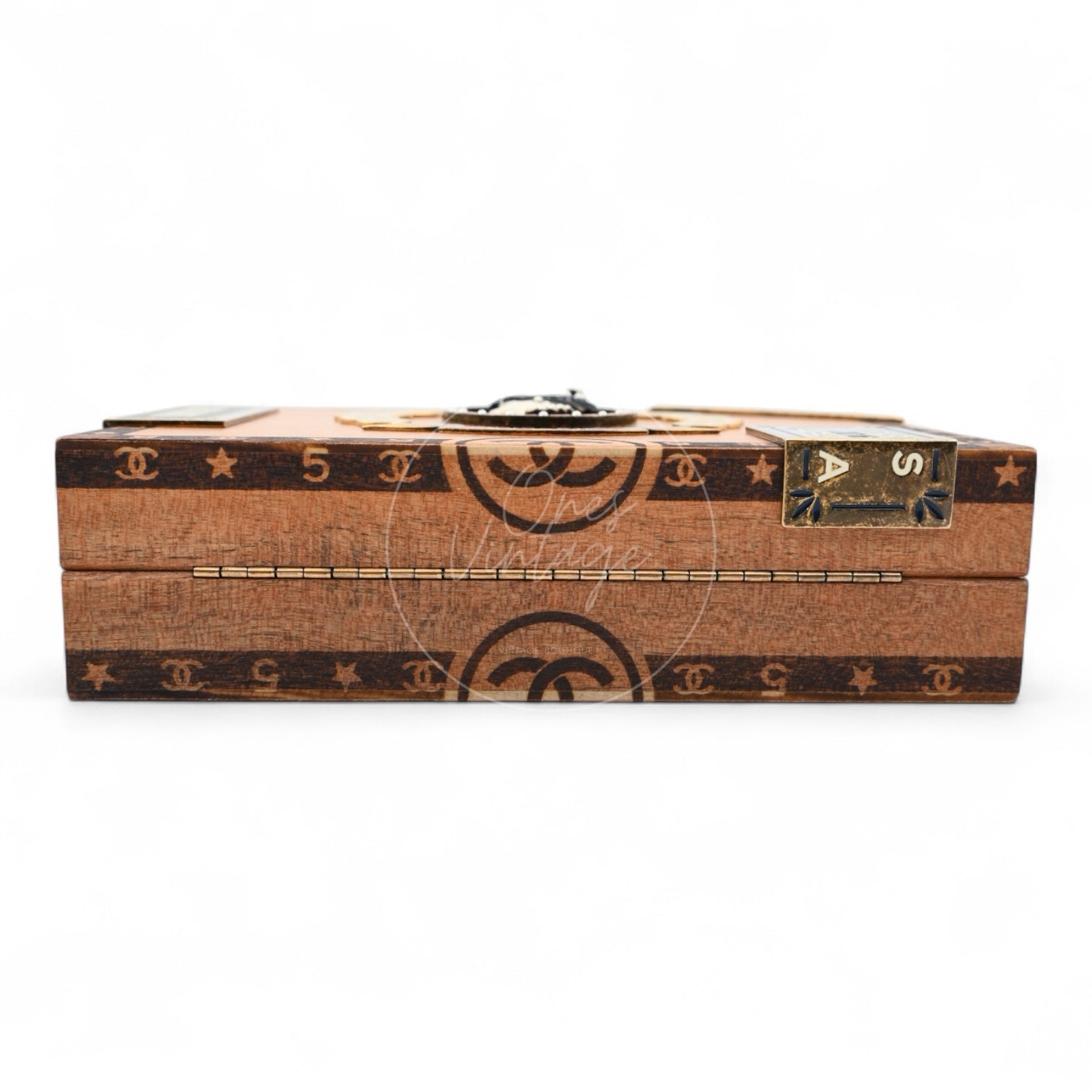 [Pre-Owned] Chanel Havana Vanity Wood Case Cigar Clutch Series 23