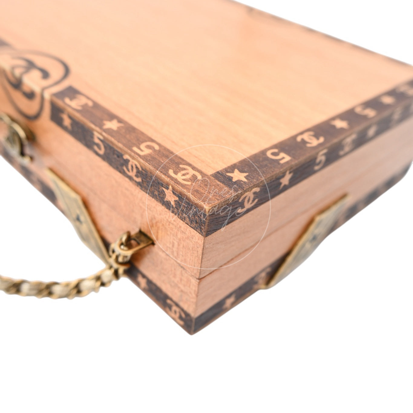 [Pre-Owned] Chanel Havana Vanity Wood Case Cigar Clutch Series 23