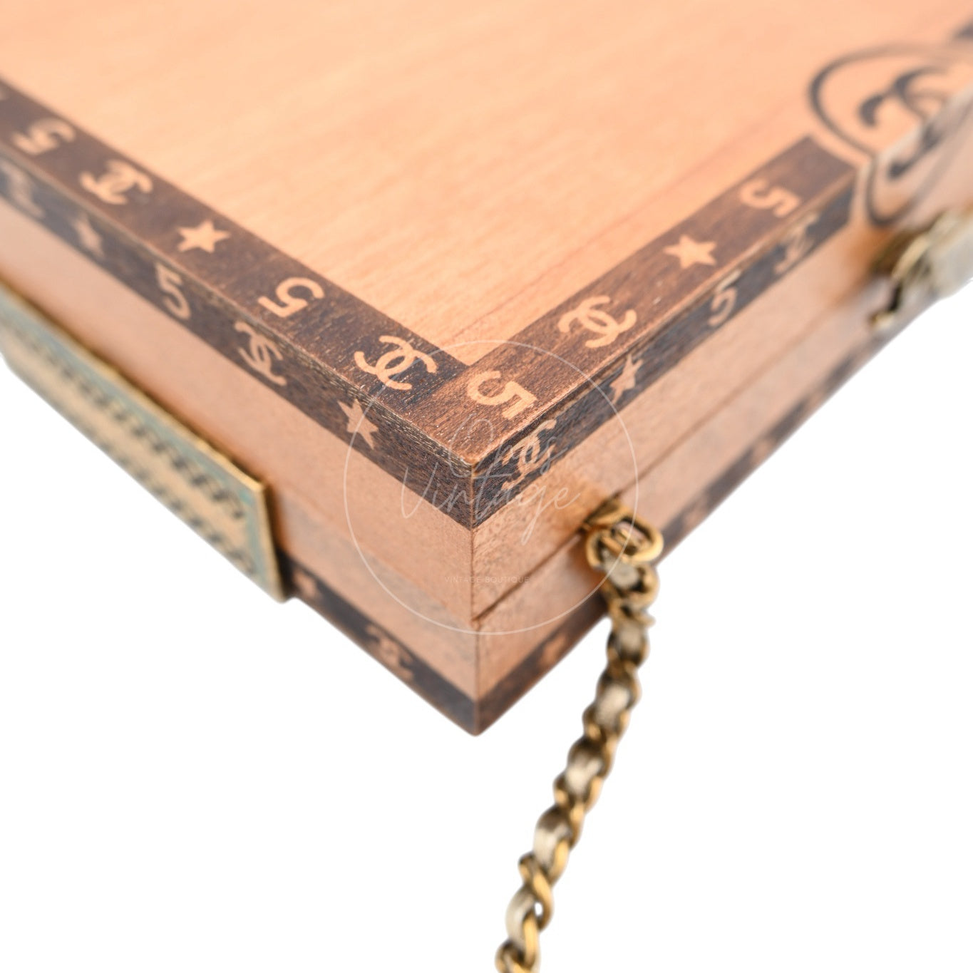 [Pre-Owned] Chanel Havana Vanity Wood Case Cigar Clutch Series 23