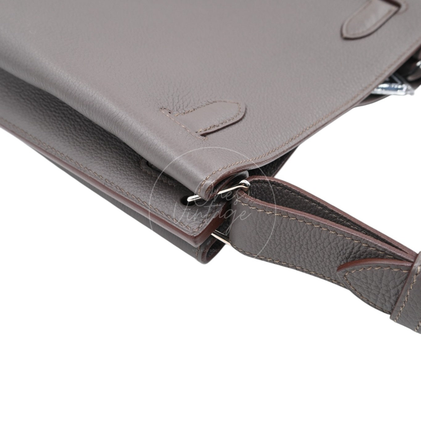 [Pre-owned] Hermes So Kelly 22 Etain Stamp Square R