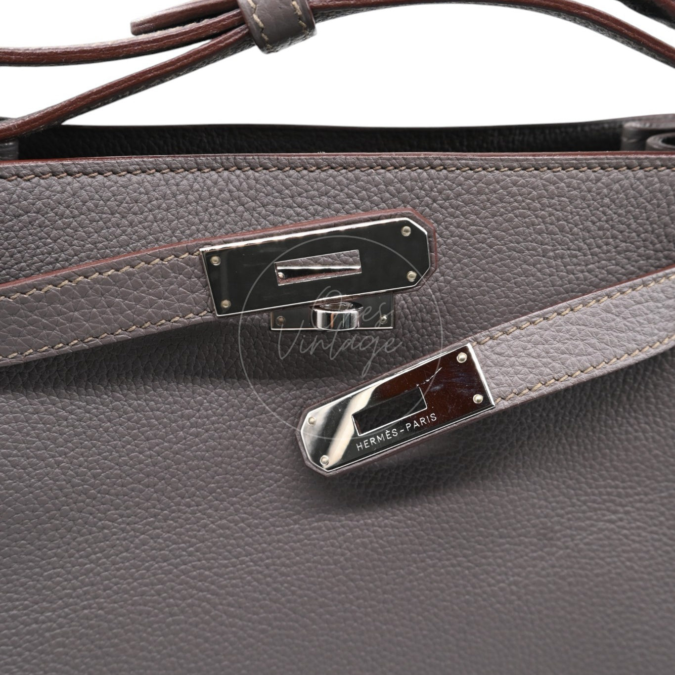 [Pre-owned] Hermes So Kelly 22 Etain Stamp Square R