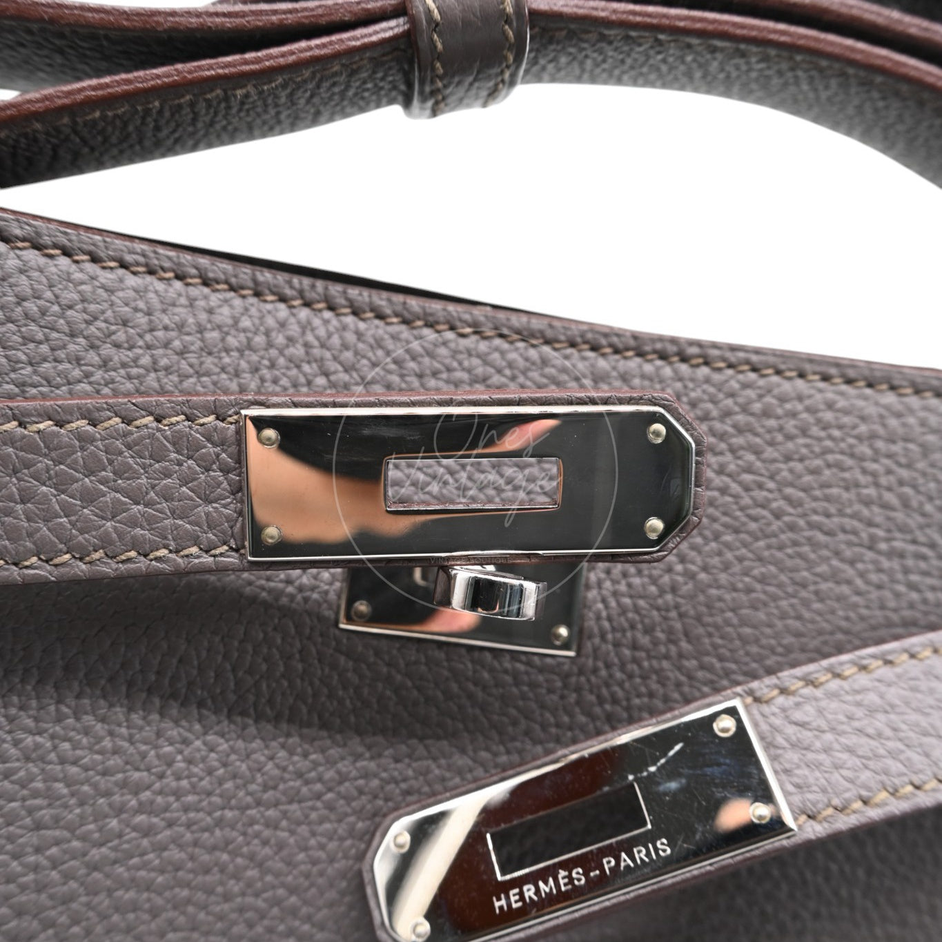 [Pre-owned] Hermes So Kelly 22 Etain Stamp Square R