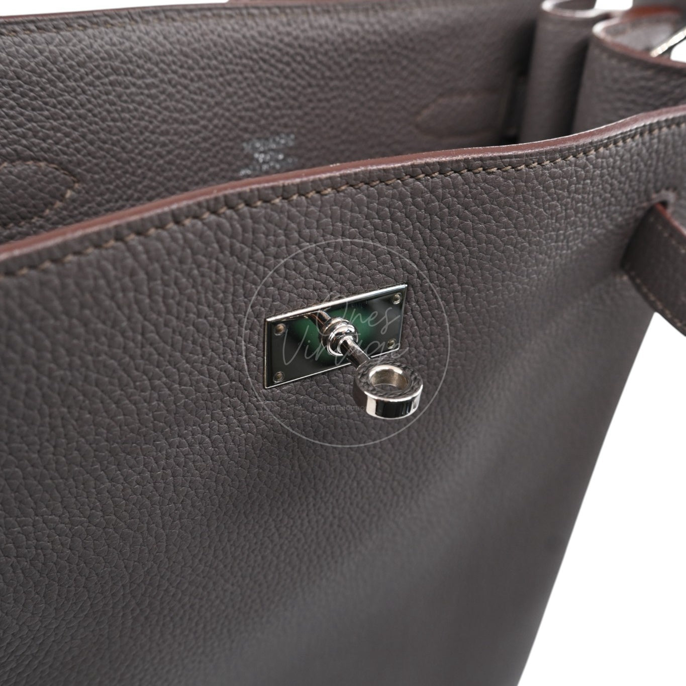 [Pre-owned] Hermes So Kelly 22 Etain Stamp Square R