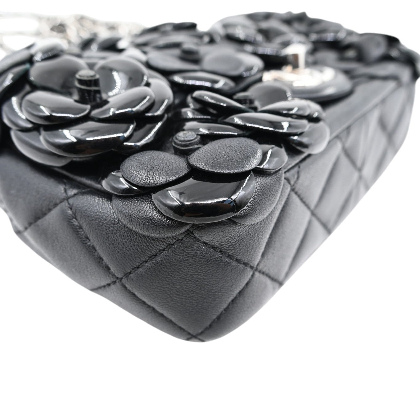 Chanel Mini Camellia Flap Bag SHW Black Series 22
