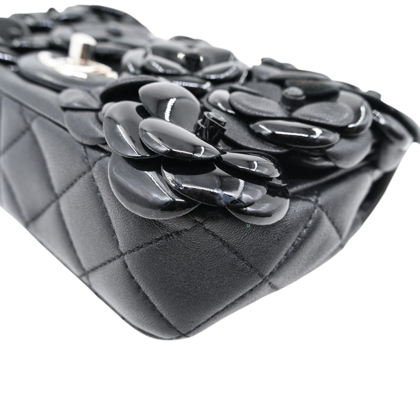 Chanel Mini Camellia Flap Bag SHW Black Series 22