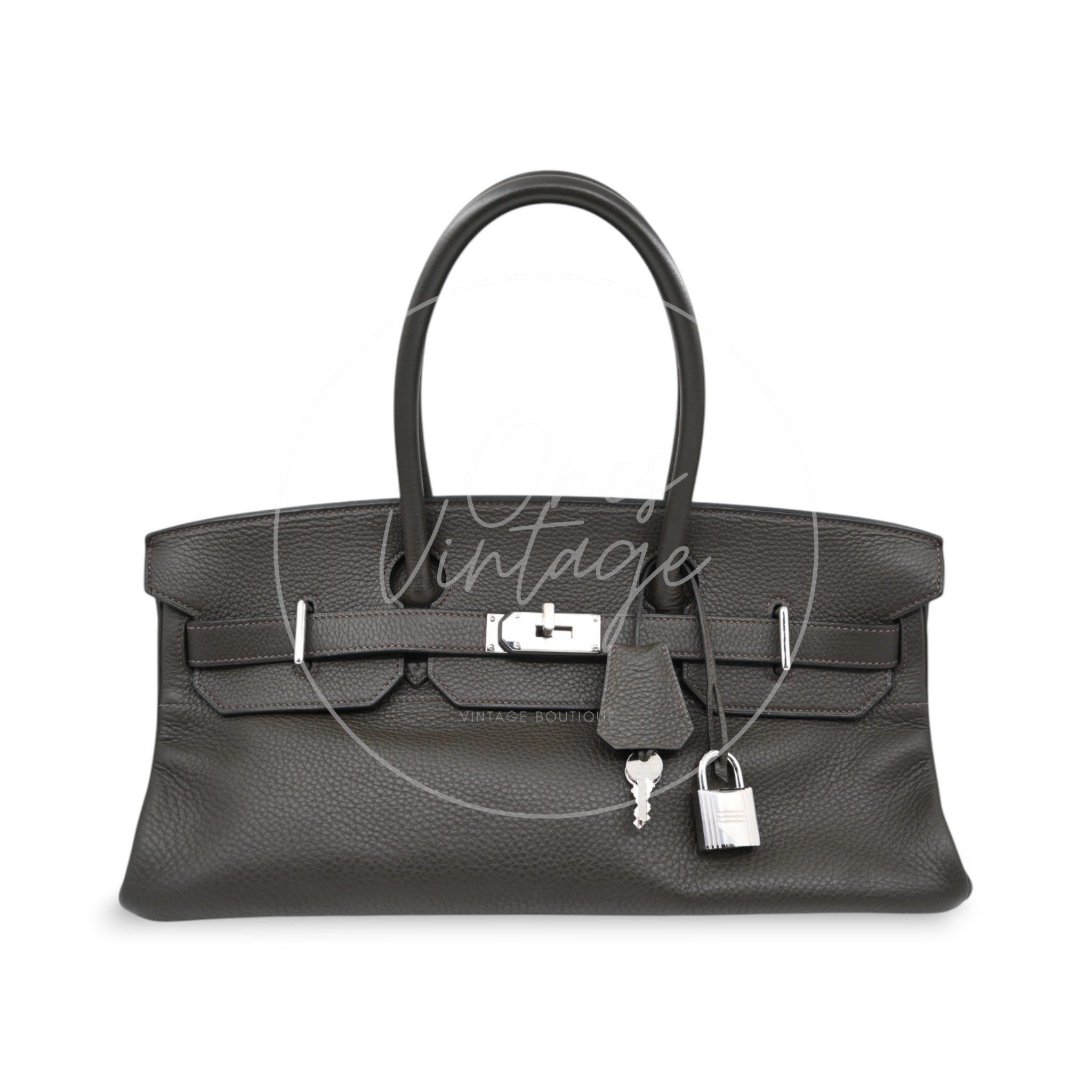 Hermes Shoulder Birkin Clemence PHW Dark Green Square J