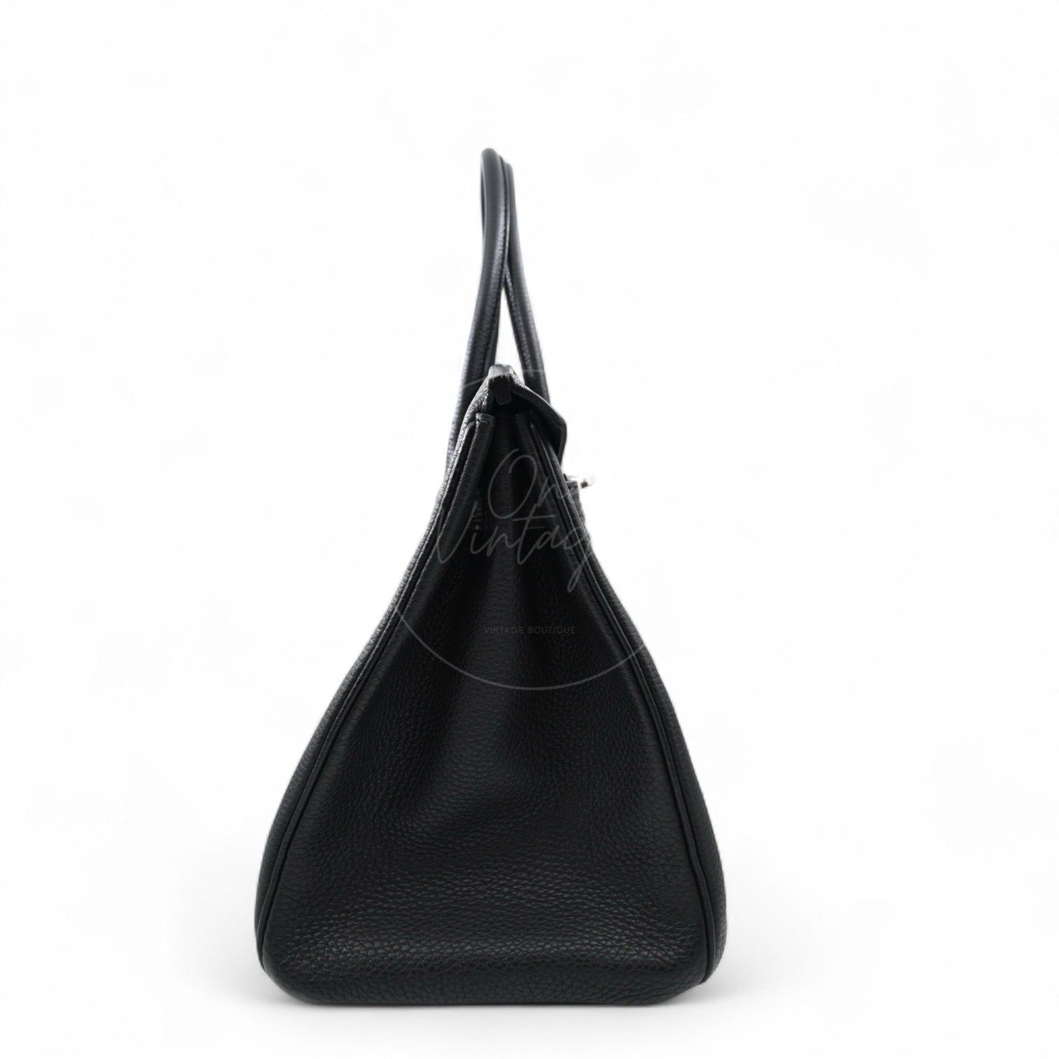 [Pre-owned] Hermes Birkin 35 Black PHW Stamp Square N Bag