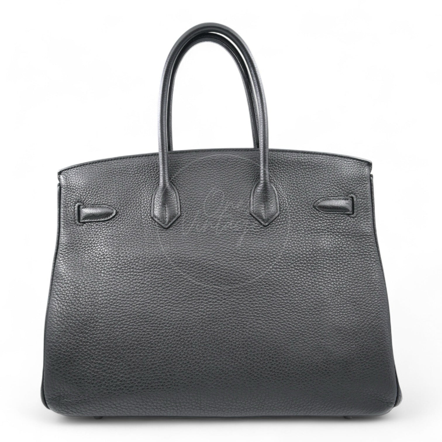 [Pre-owned] Hermes Birkin 35 Black PHW Stamp Square N Bag